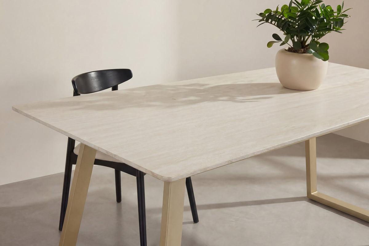Esstisch Estelle 200cm aus Stein - Beige - Venture Home - le canapé