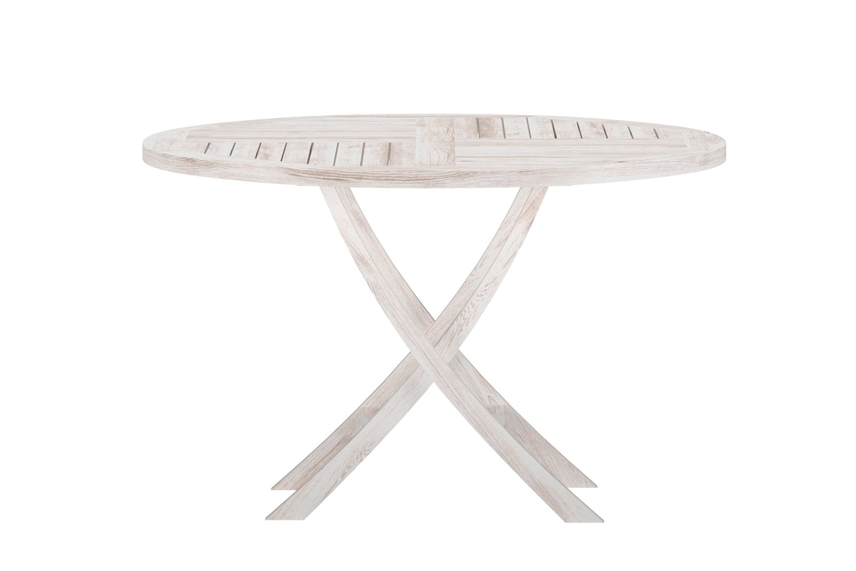Esstisch Kenya Ø120cm aus Massivholz - Cremeweiß - Venture Home - le canapé