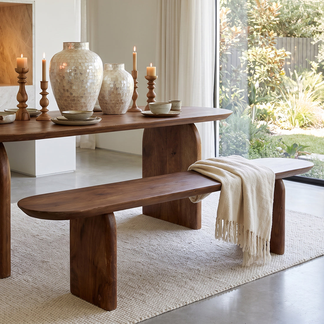 Sitzbank Bullnose aus Mangoholz 180cm - Dunkelbraun