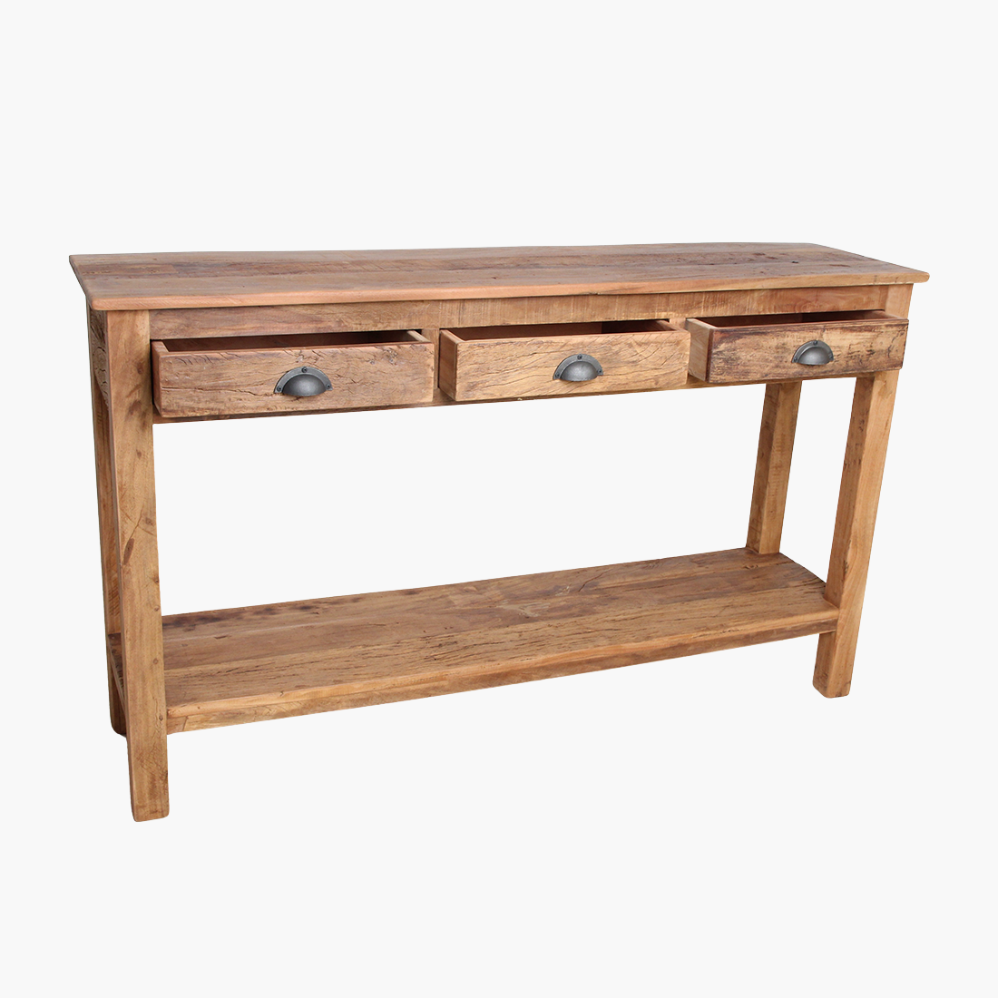 Sideboard Farmwood 150cm aus Massivholz mit 3 Schubladen - Braun