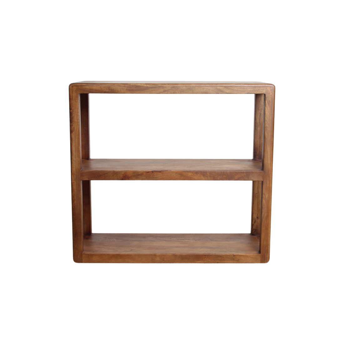 Regal Bullnose 100cm aus Massivholz mit 2 offenen Fächern - Braun
