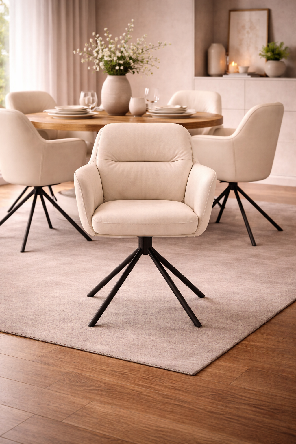 2er-Set Armlehnstühle Talas - Austernfarben