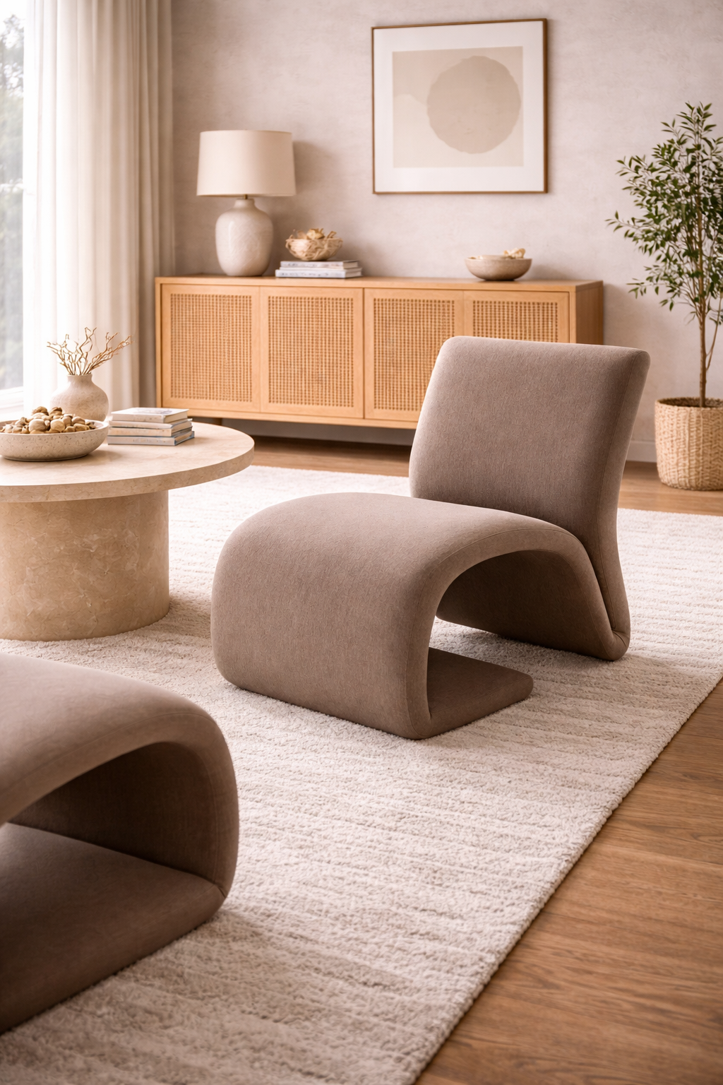 Loungesessel Rulls aus Leinen - Braun