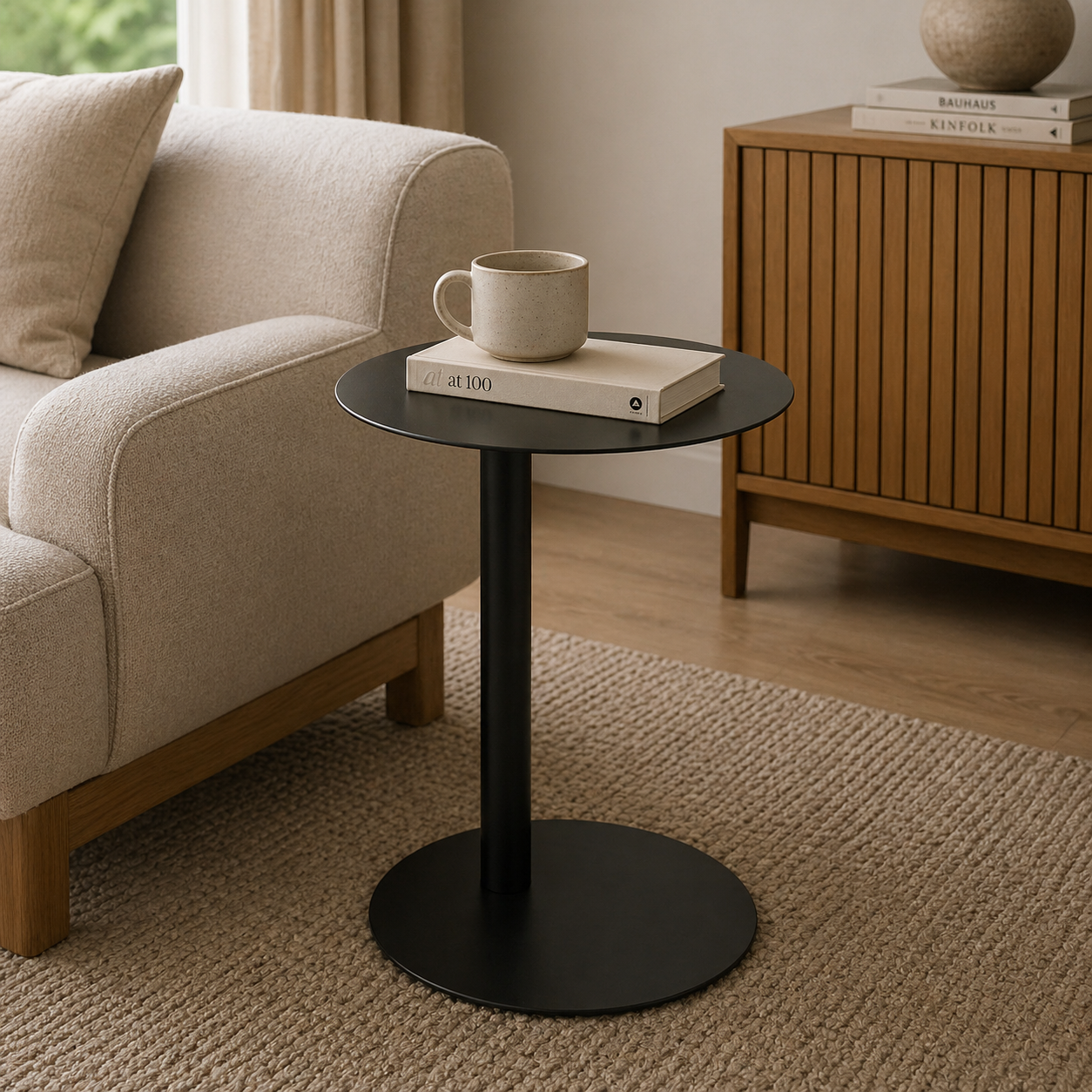 Beistelltisch rund aus Metall Ø40cm - Schwarz