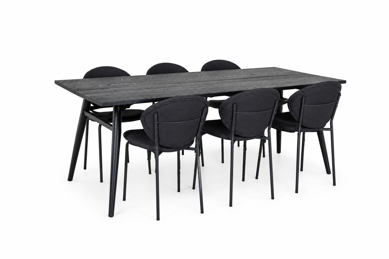 Essgruppe Esstisch Sleek 195 x 95cm mit Stühlen Vault - Schwarz
