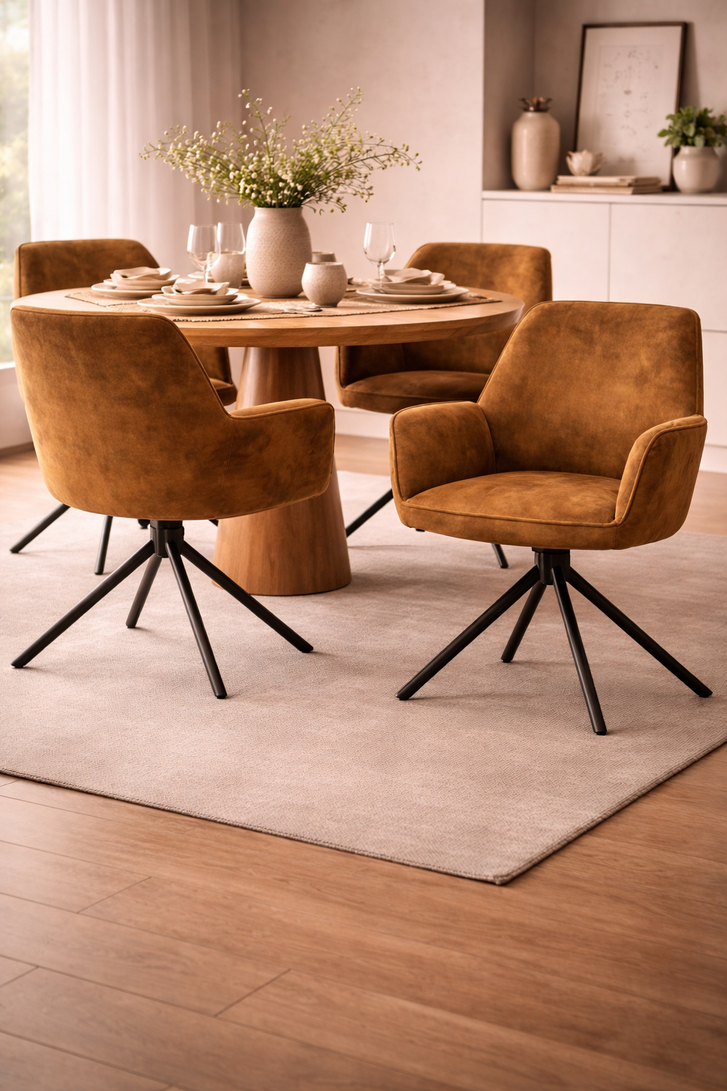 2er-Set Armlehnenstühle Noah - Cognac