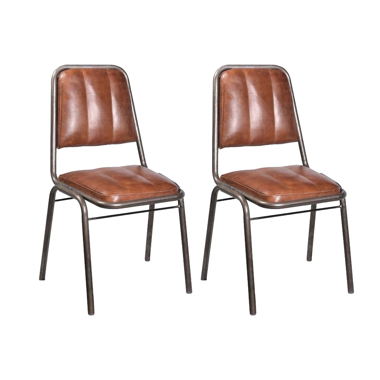 2er-Set Esszimmerstühle Brooklyn - Leder Braun-Esszimmerstuhl-le canapé