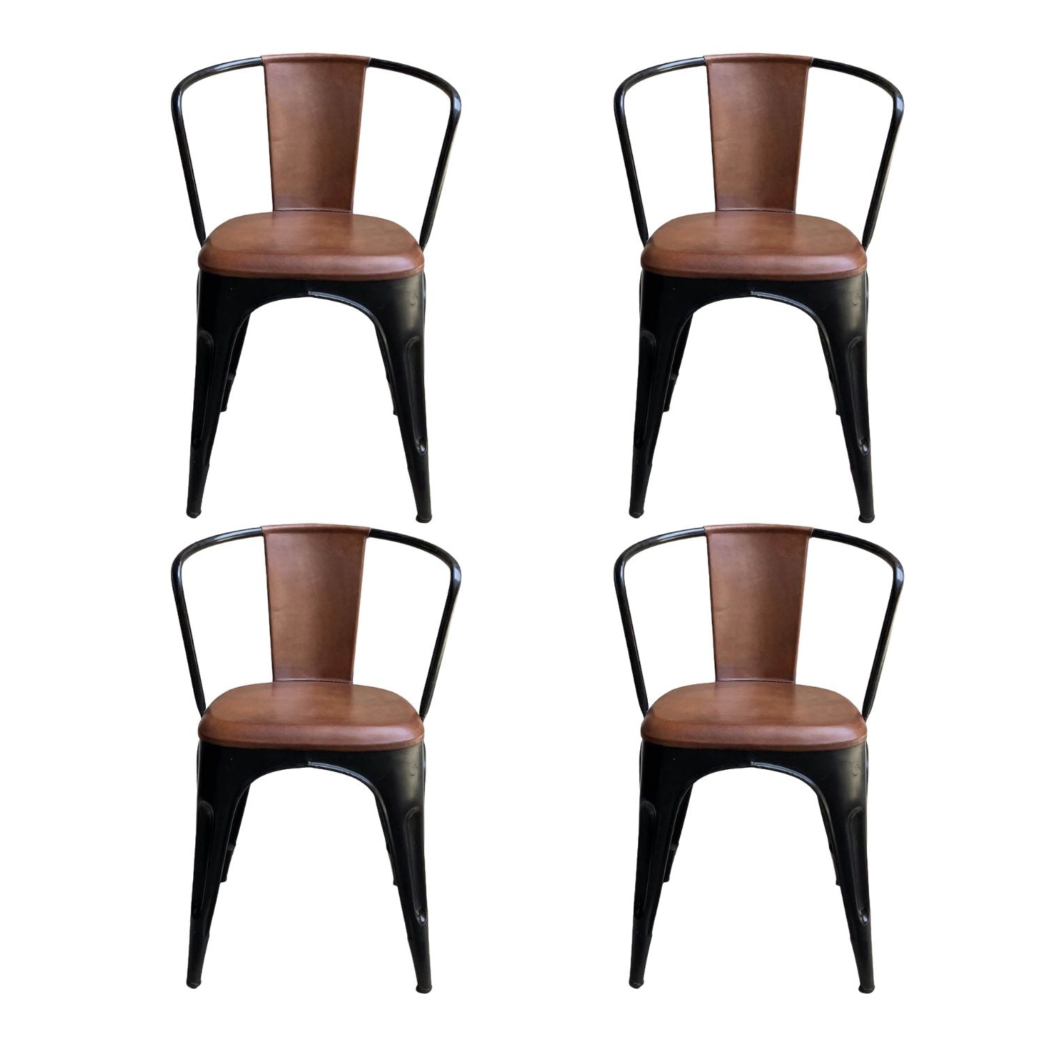 4er-Set Esszimmerstühle Living - Antikschwarz mit Leder-Armlehnenstuhl-le canapé