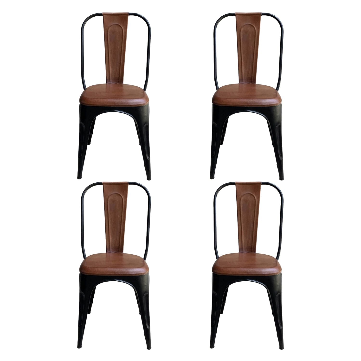 4er-Set Esszimmerstühle Living - hohe Rückenlehne - Schwarz mit Leder-Esszimmerstuhl-le canapé