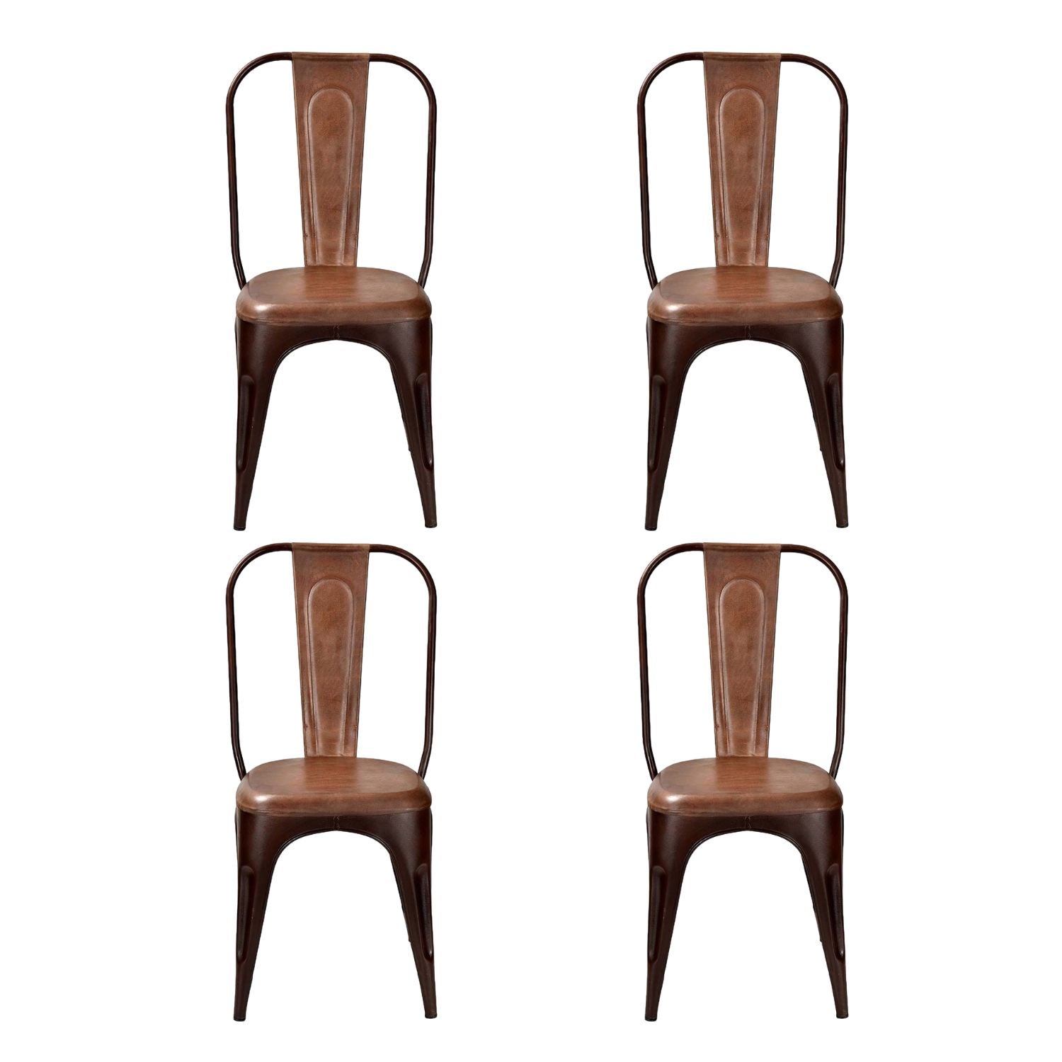 4er-Set Esszimmerstühle Living mit hoher Rückenlehne - Rost mit Leder-Esszimmerstuhl-le canapé