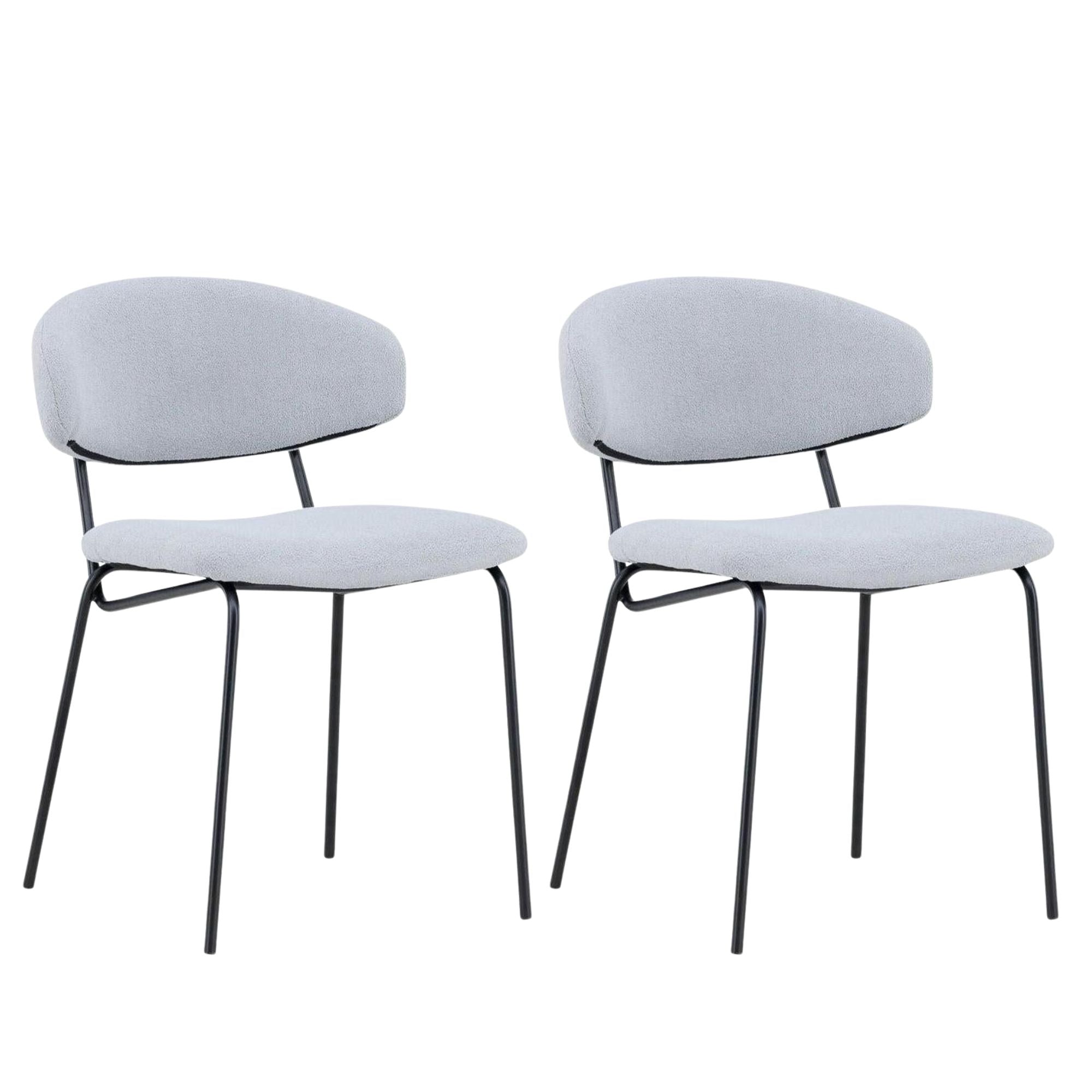 2er-Set Bouclé-Polsterstühle Chico - Hellblau