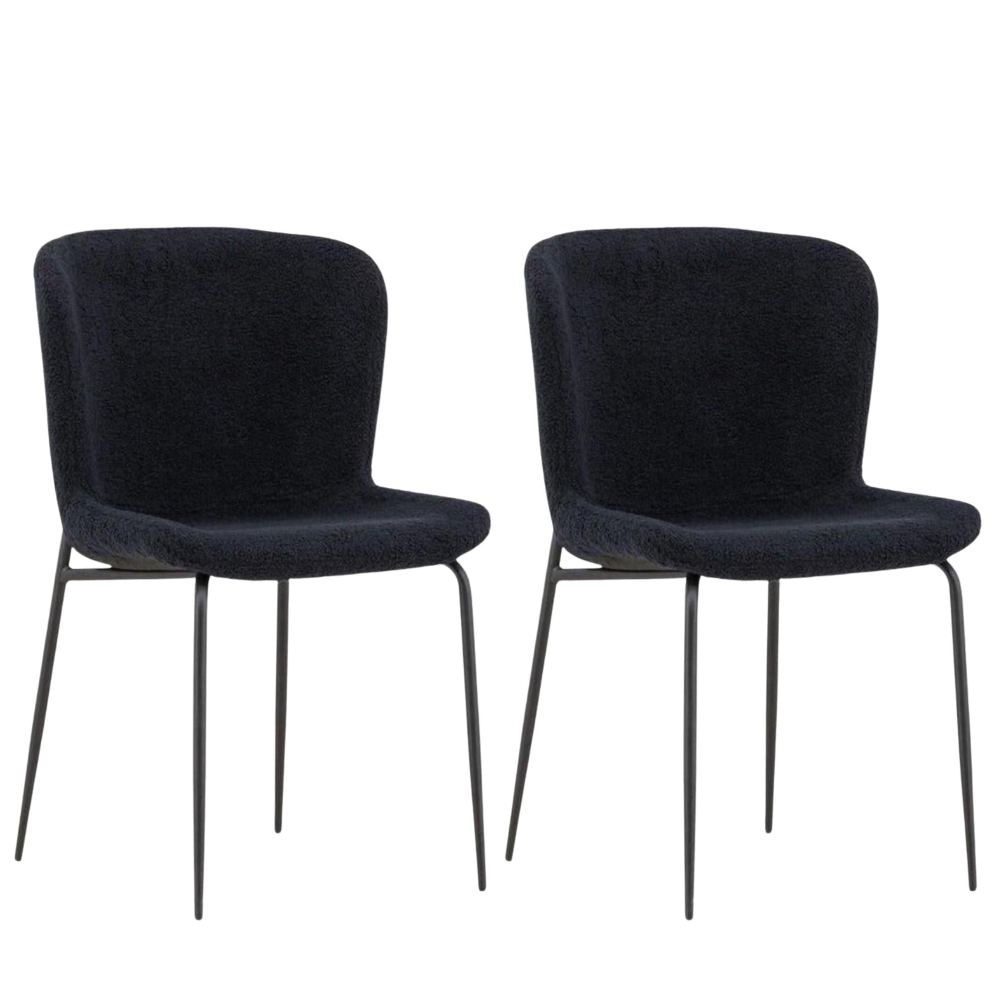 2er-Set Esszimmerstühle Modesto aus Teddy Bouclé - Schwarz