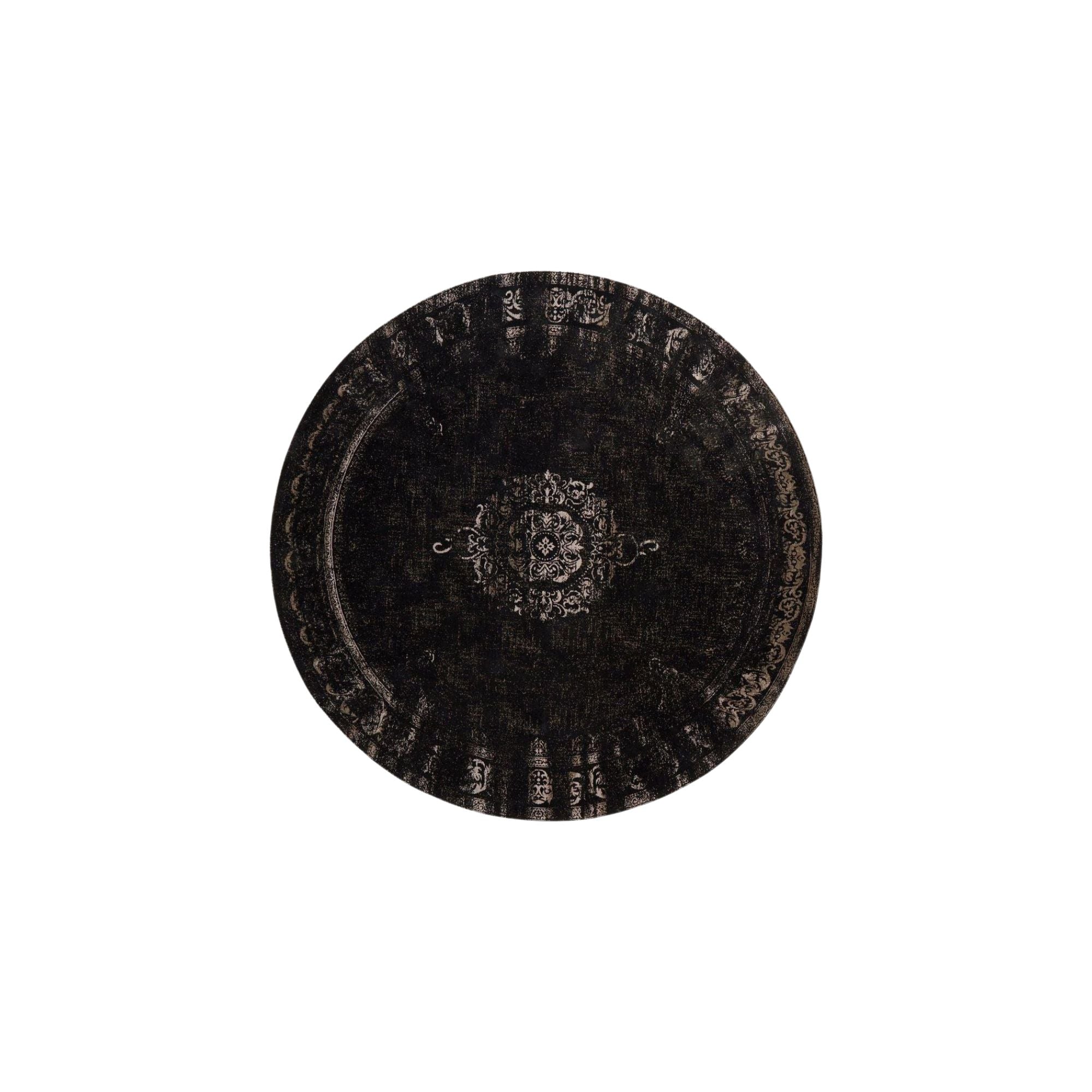 GRAND Webteppich rund 240cm - Dunkelgrau / Schwarz