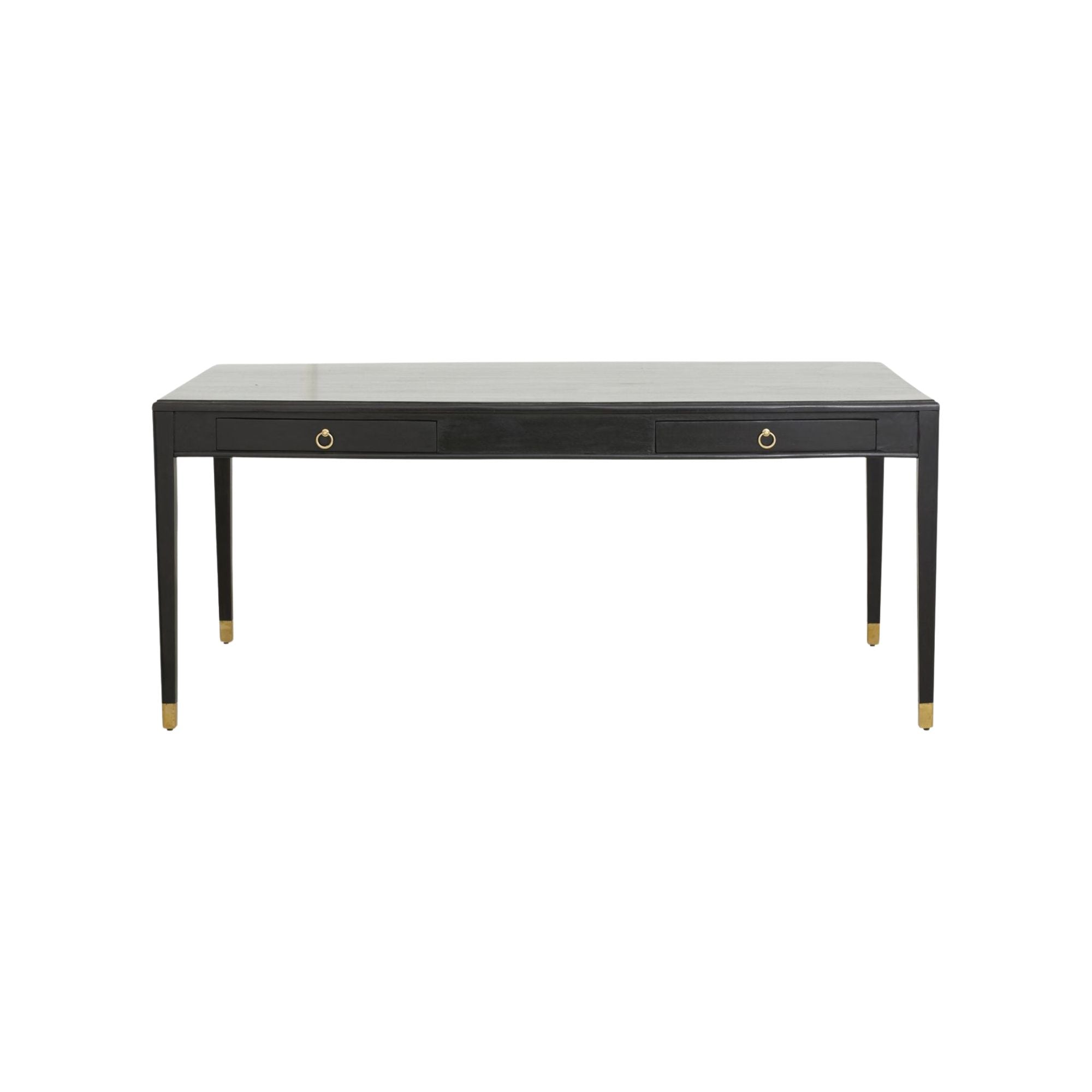 Schreibtisch EMS aus Mangoholz mit 2 Schubladen - Schwarz