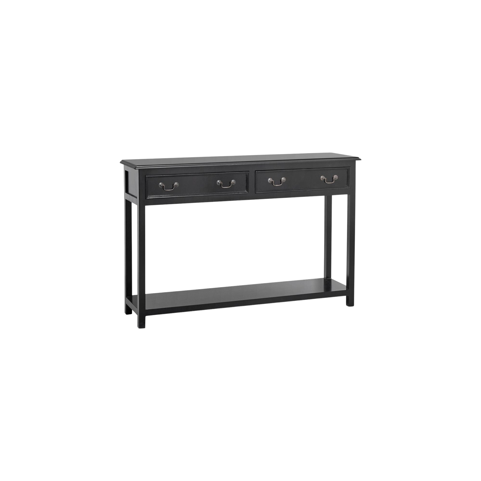 Konsolentisch Moss 80x122cm aus Massivholz mit 2 Schubladen - Schwarz