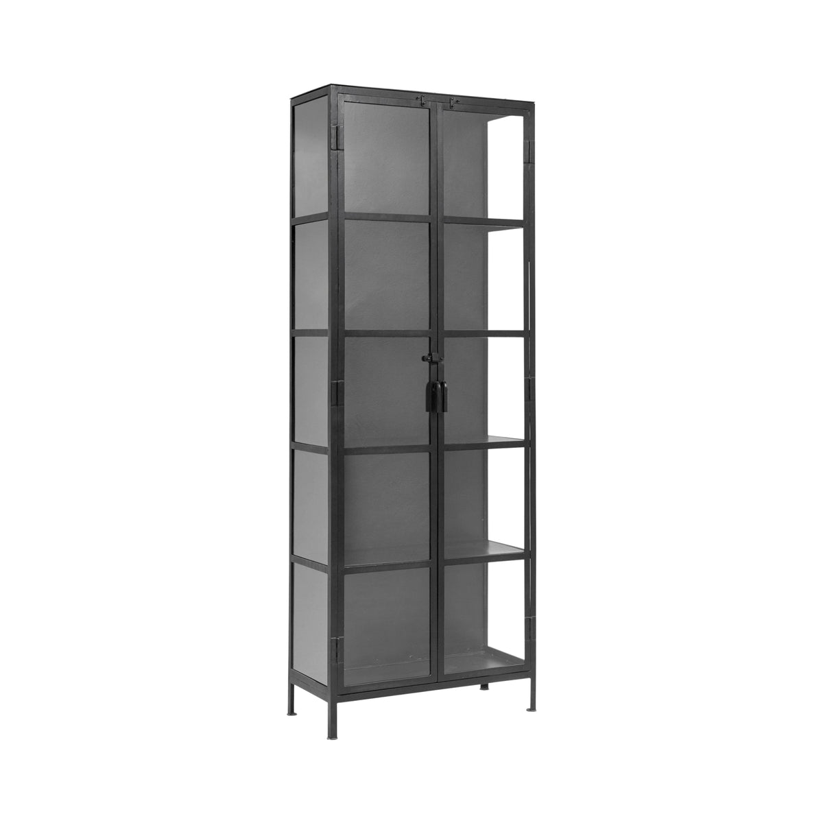 Vitrinenschrank Phoenix 214cm aus Glas mit Metallrahmen - Schwarz