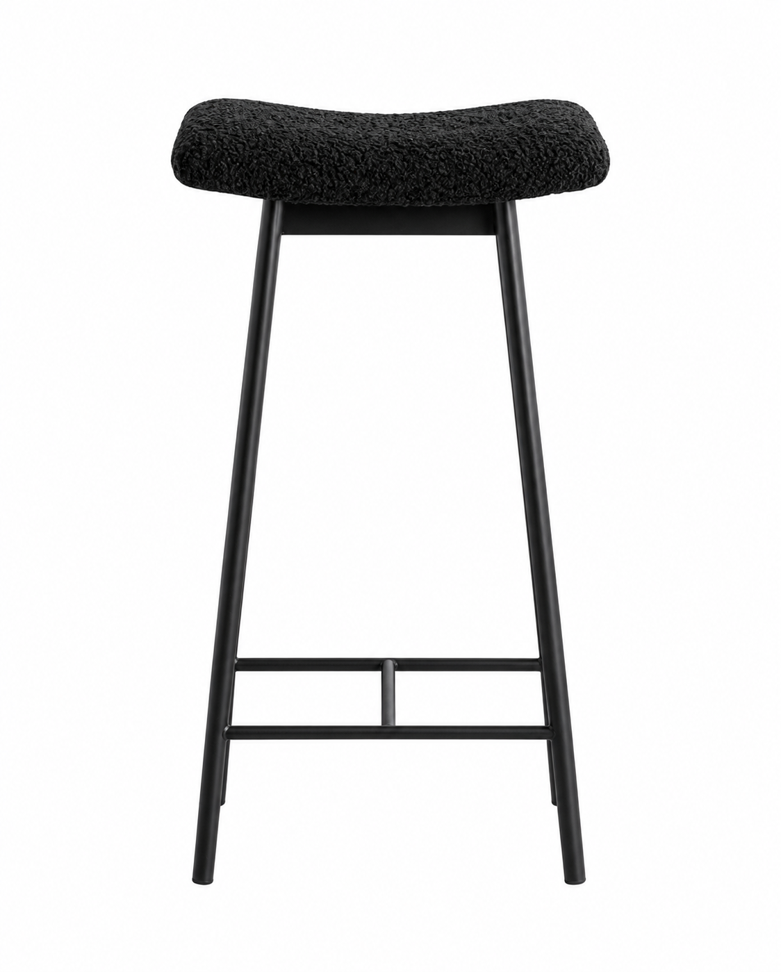 Barhocker ZALA mit Sitz aus Teddy Bouclé - Schwarz