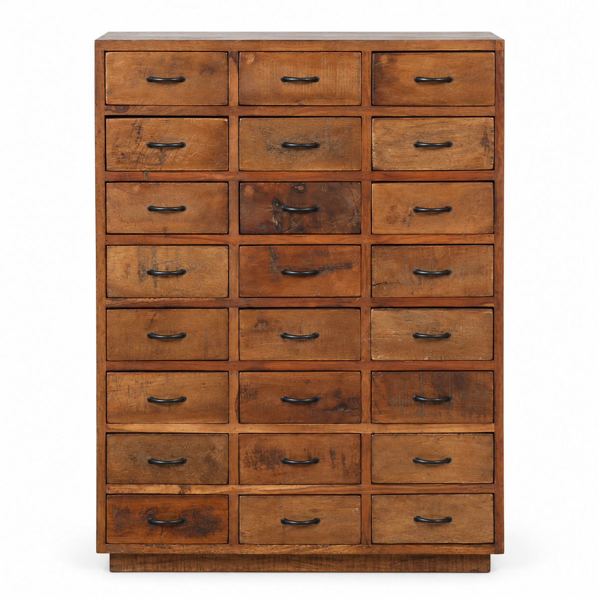 Apothekerkommode Factory 106cm aus Massivholz mit 24 Schubladen - Braun