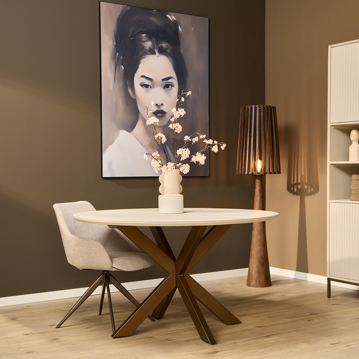 Esstisch Madison aus Mangoholz Ø150cm - Sandbraun