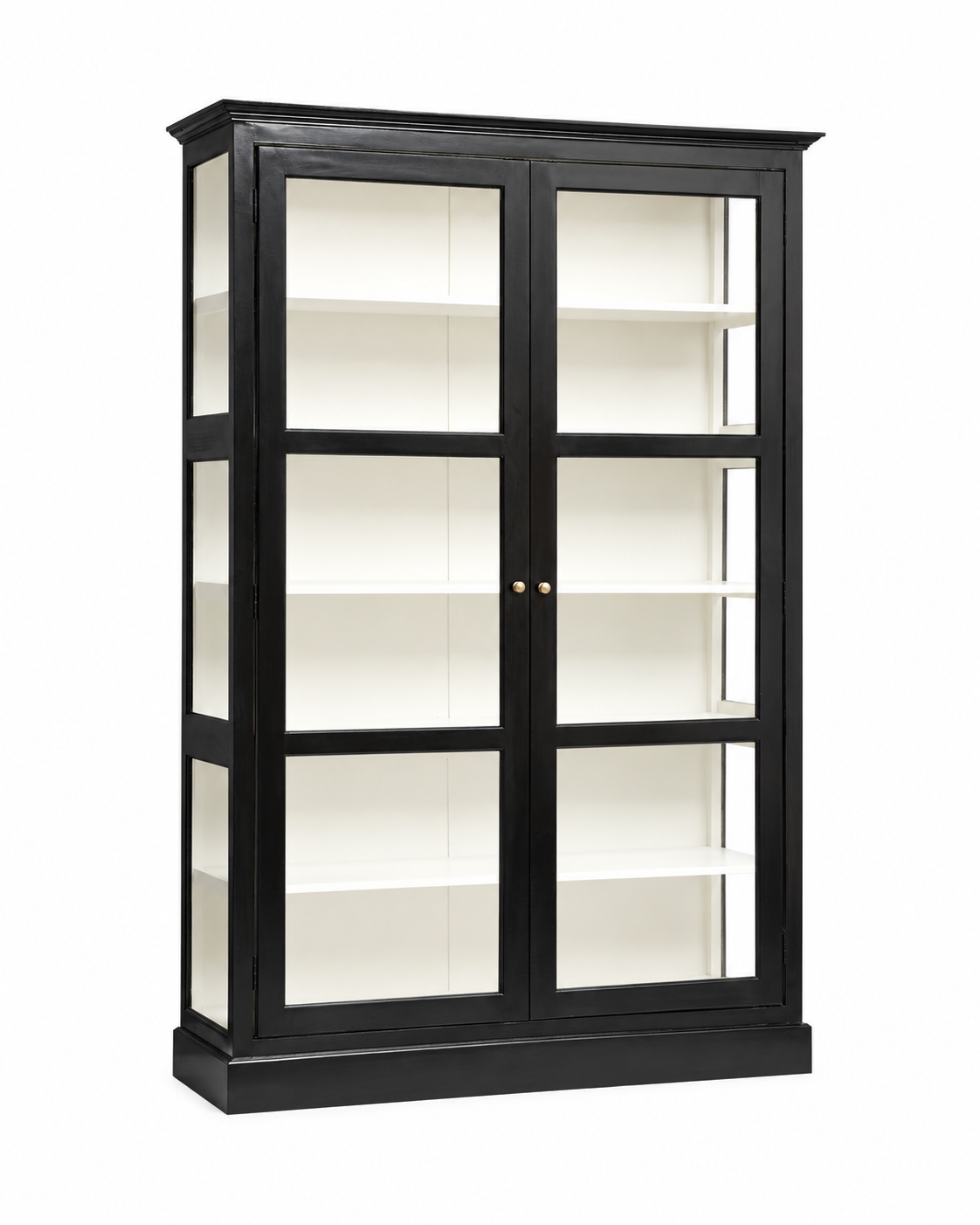 Vitrinenschrank Classic 212*142cm aus Massivholz - Schwarz