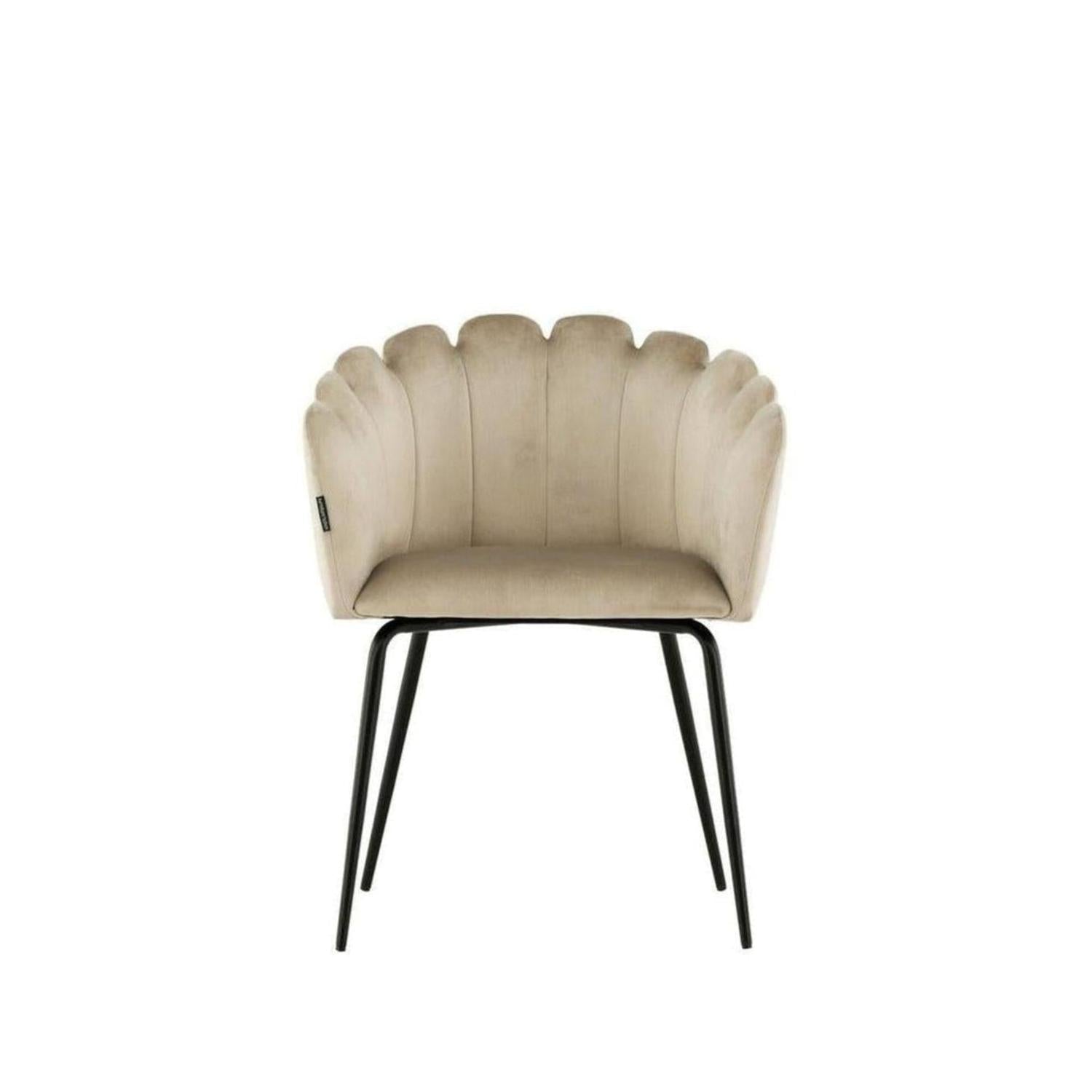 Armlehnenstuhl Limhamn aus Samt - Beige-Armlehnenstuhl-Furniture Fashion-le canapé