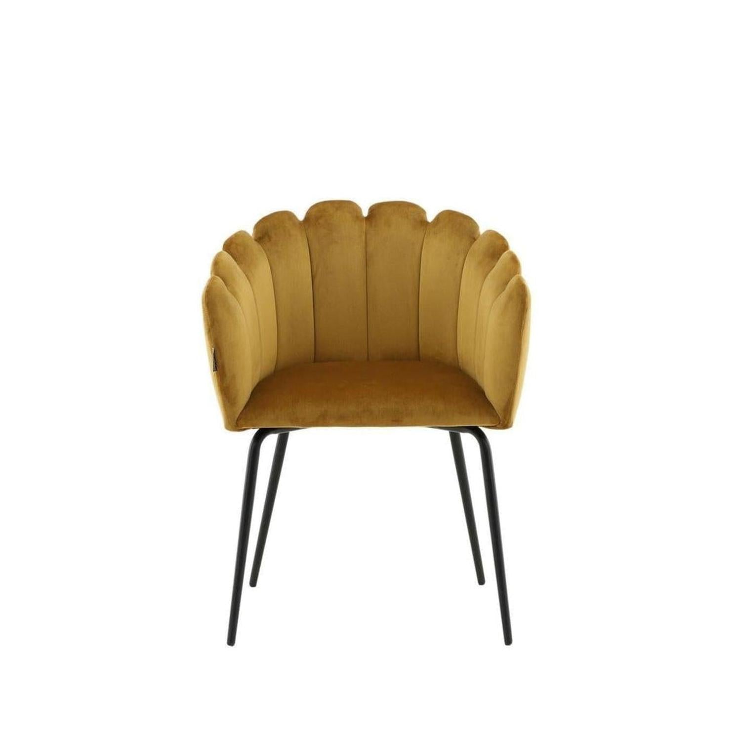 Armlehnenstuhl Limhamn aus Samt - Gelb-Armlehnenstuhl-Furniture Fashion-le canapé
