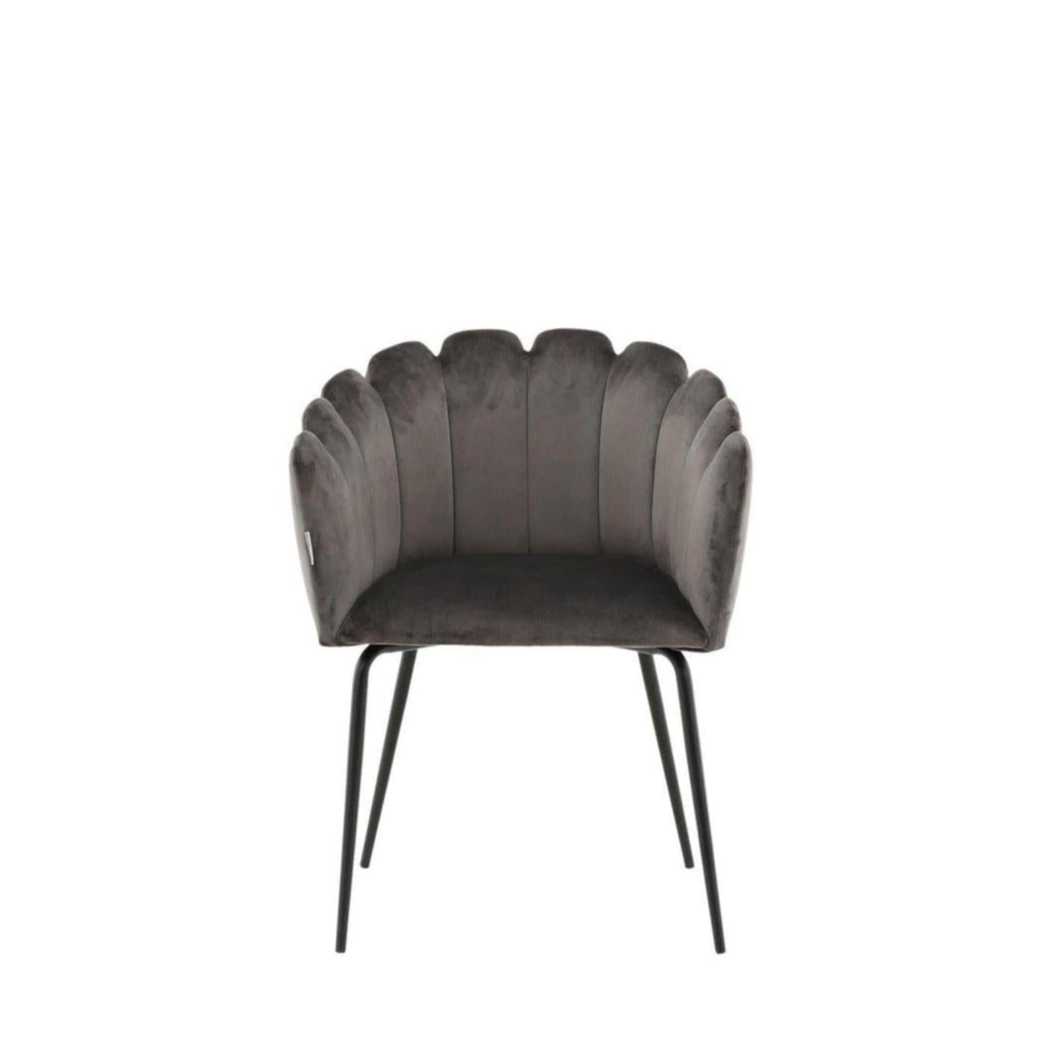 Armlehnenstuhl Limhamn aus Samt - Grau-Armlehnenstuhl-Furniture Fashion-le canapé