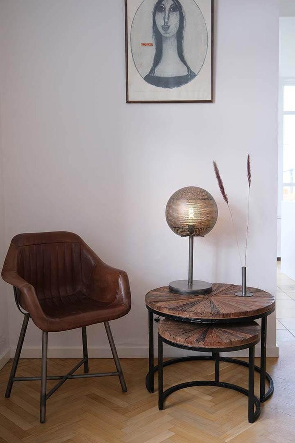 Armlehnstuhl Icon aus Leder - Braun-Armlehnenstühle-Trademark Living-le canapé