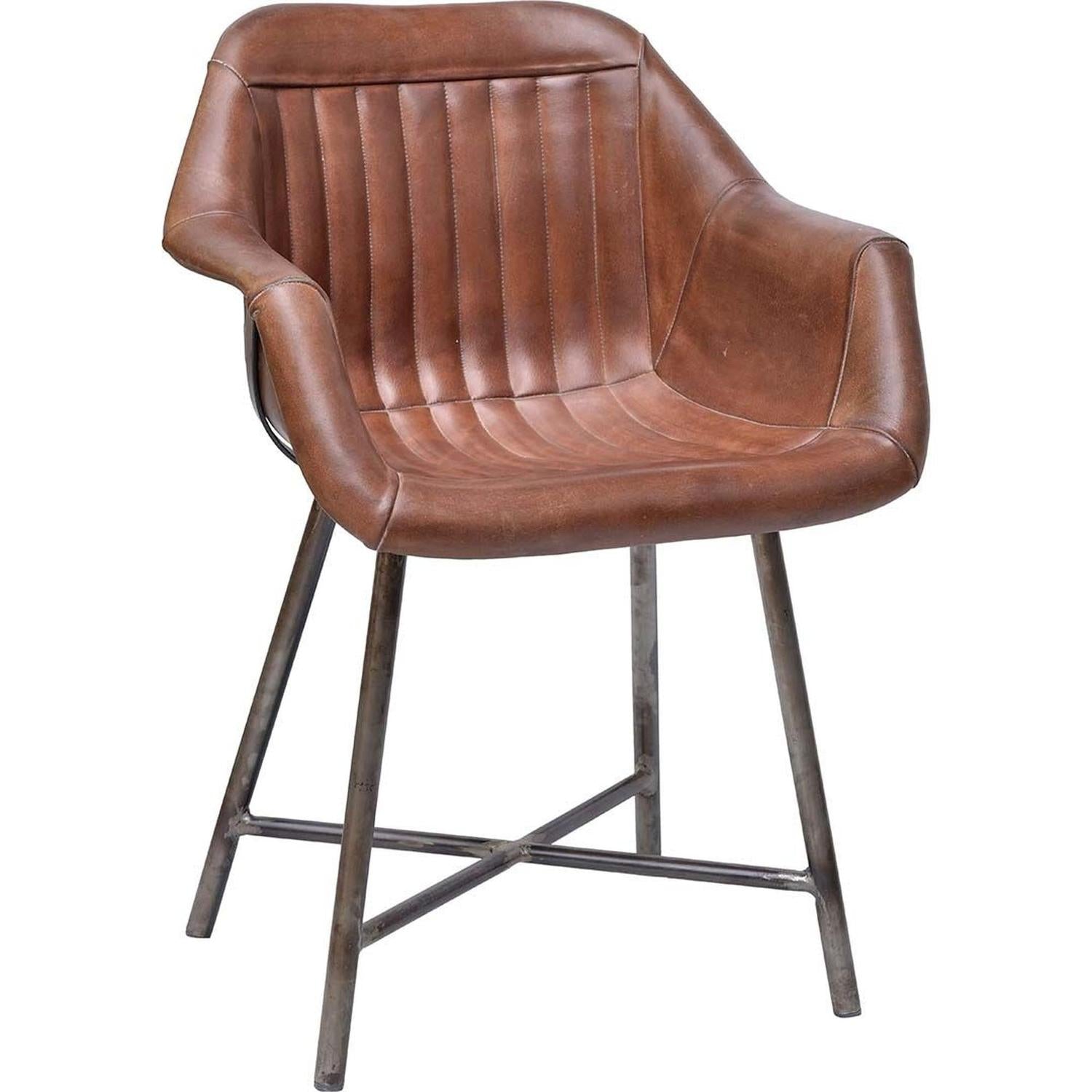 Armlehnstuhl Icon - Leder braun-Armlehnenstühle-Trademark Living-le canapé