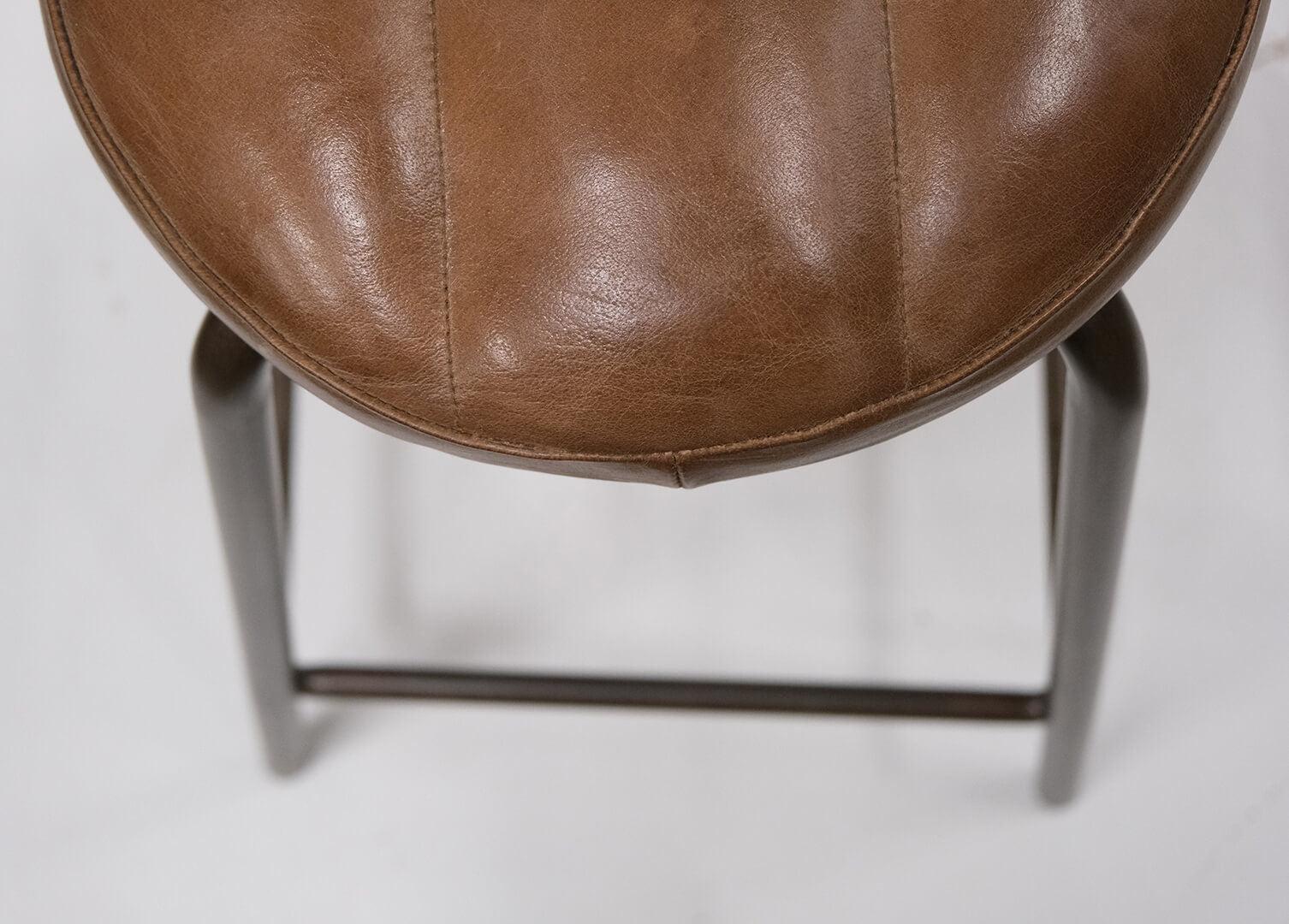 Barhocker Brooklyn mit rundem Ledersitz - Braun-Barhocker-Trademark Living-le canapé