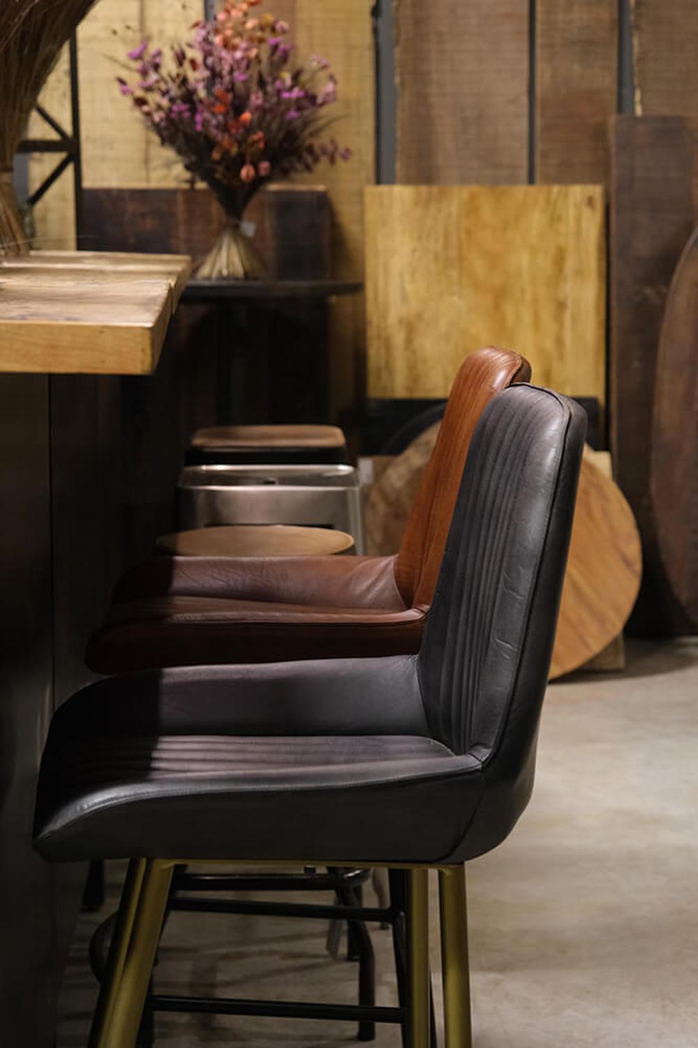 Barhocker Comfort aus Leder - Schwarz matt5740002240732Barhocker