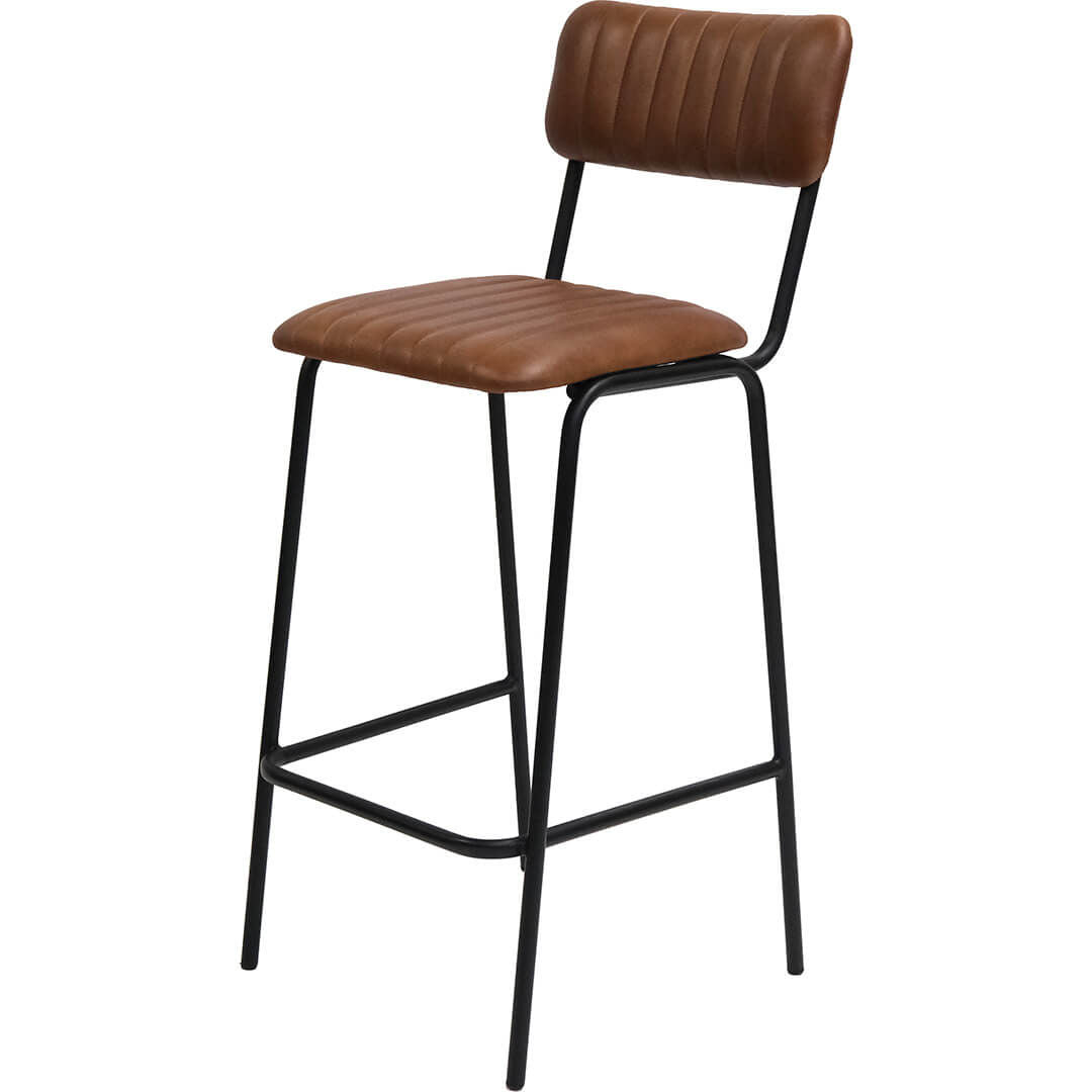 Barhocker Diner mit gestepptem Leder - Braun5740002244204Barhocker