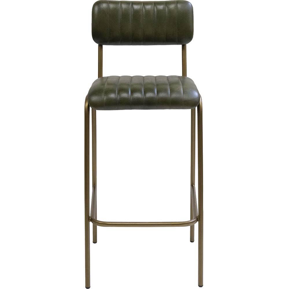Barhocker Diner mit gestepptem Leder - Grün/Messing5740002253404Barhocker