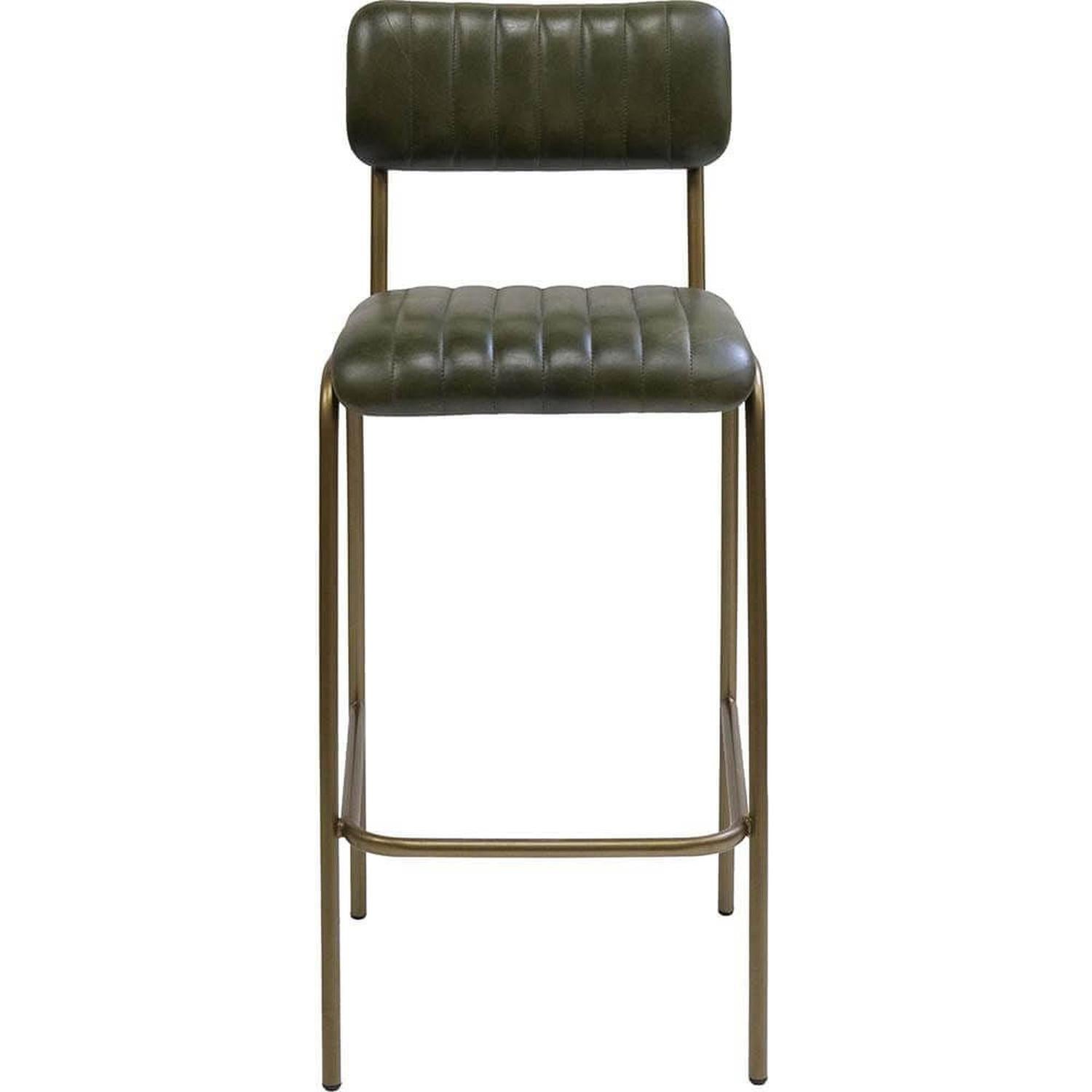 Barhocker Diner mit gestepptem Leder - Grün/Messing5740002253404Barhocker