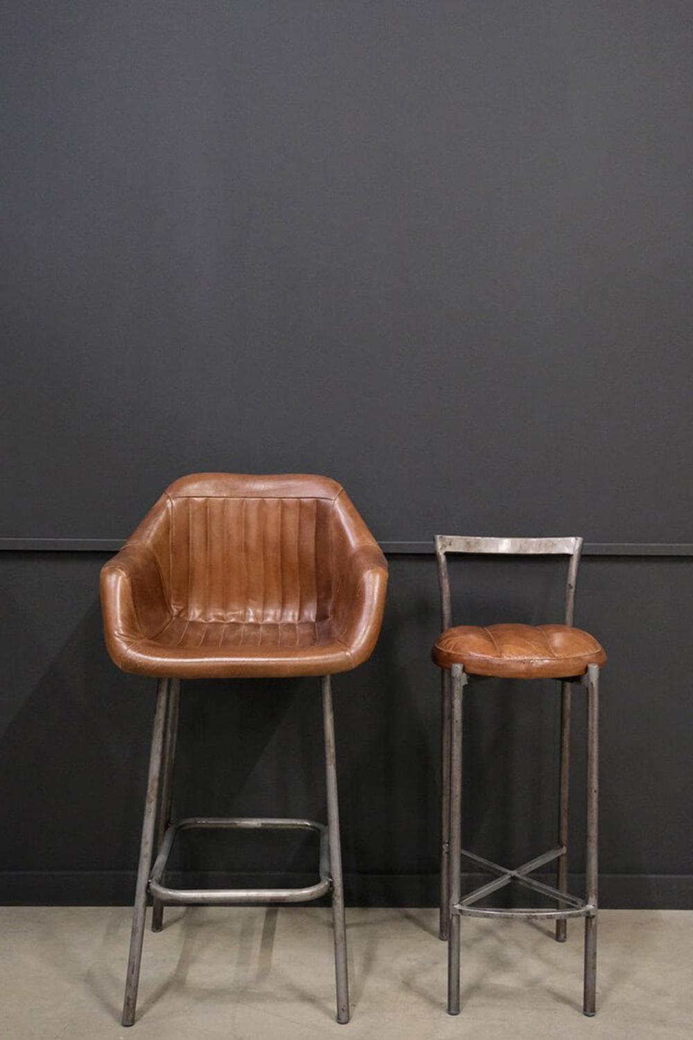 Barhocker Icon aus Leder - Braun-Barhocker-Trademark Living-le canapé