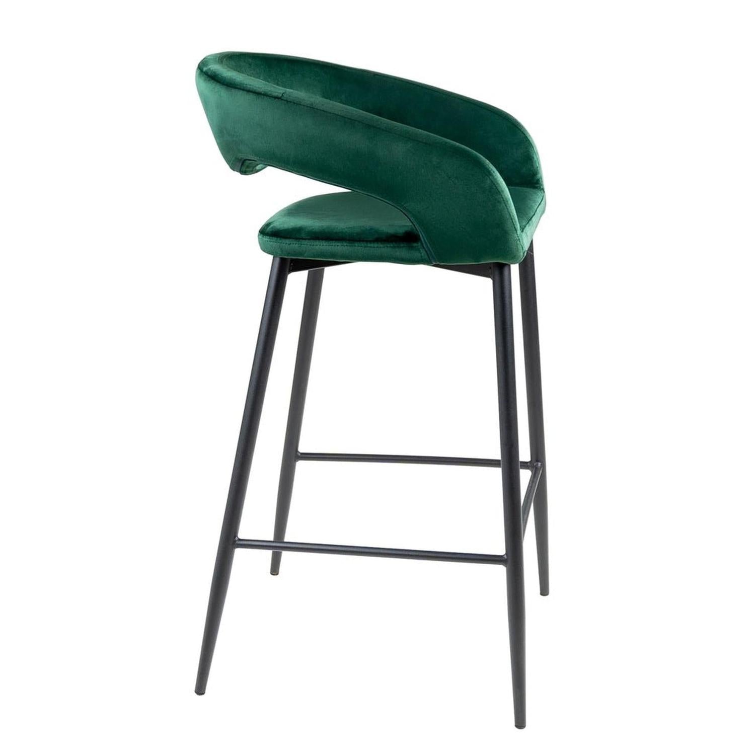 Barhocker Lenn aus Samt - Dunkelgrün-Barhocker-Kick Collection-le canapé