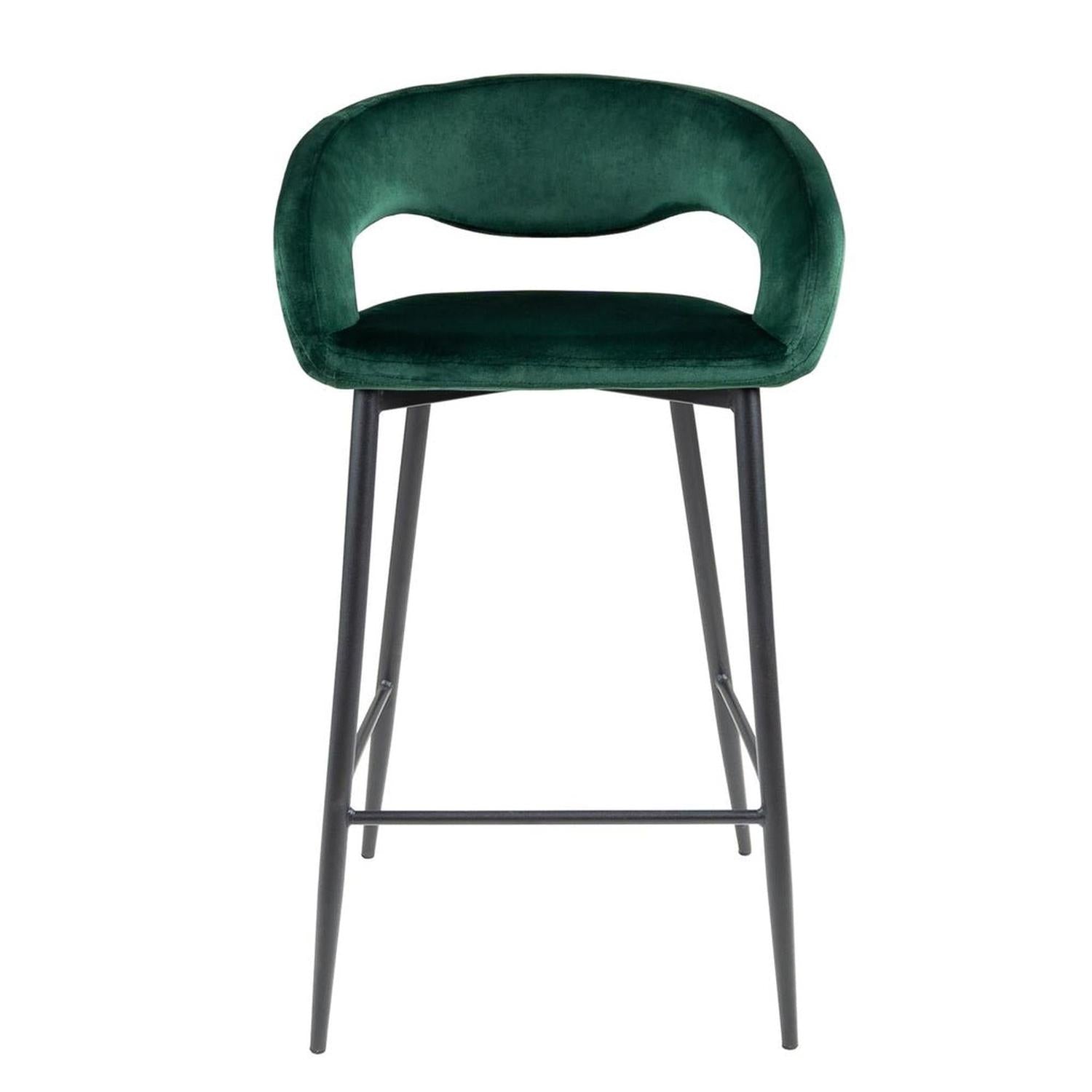 Barhocker Lenn aus Samt - Dunkelgrün-Barhocker-Kick Collection-le canapé