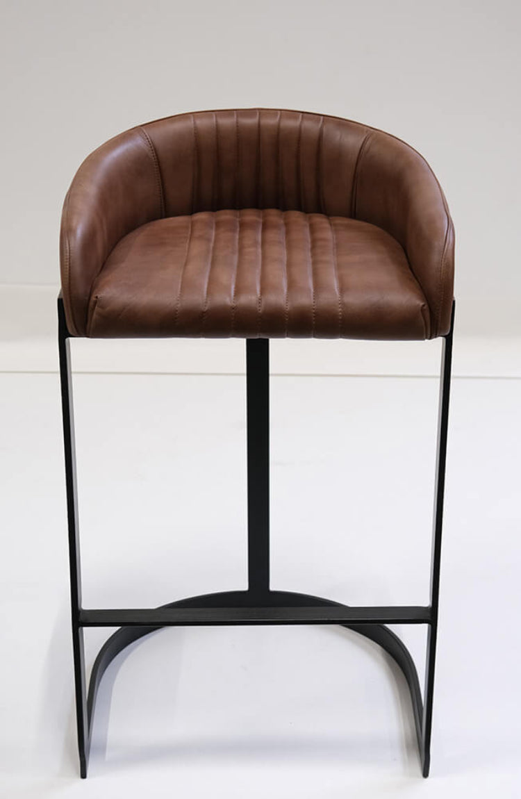 Barhocker Odense mit Ledersitz aus Metall - Braun-Barhocker-Trademark Living-le canapé