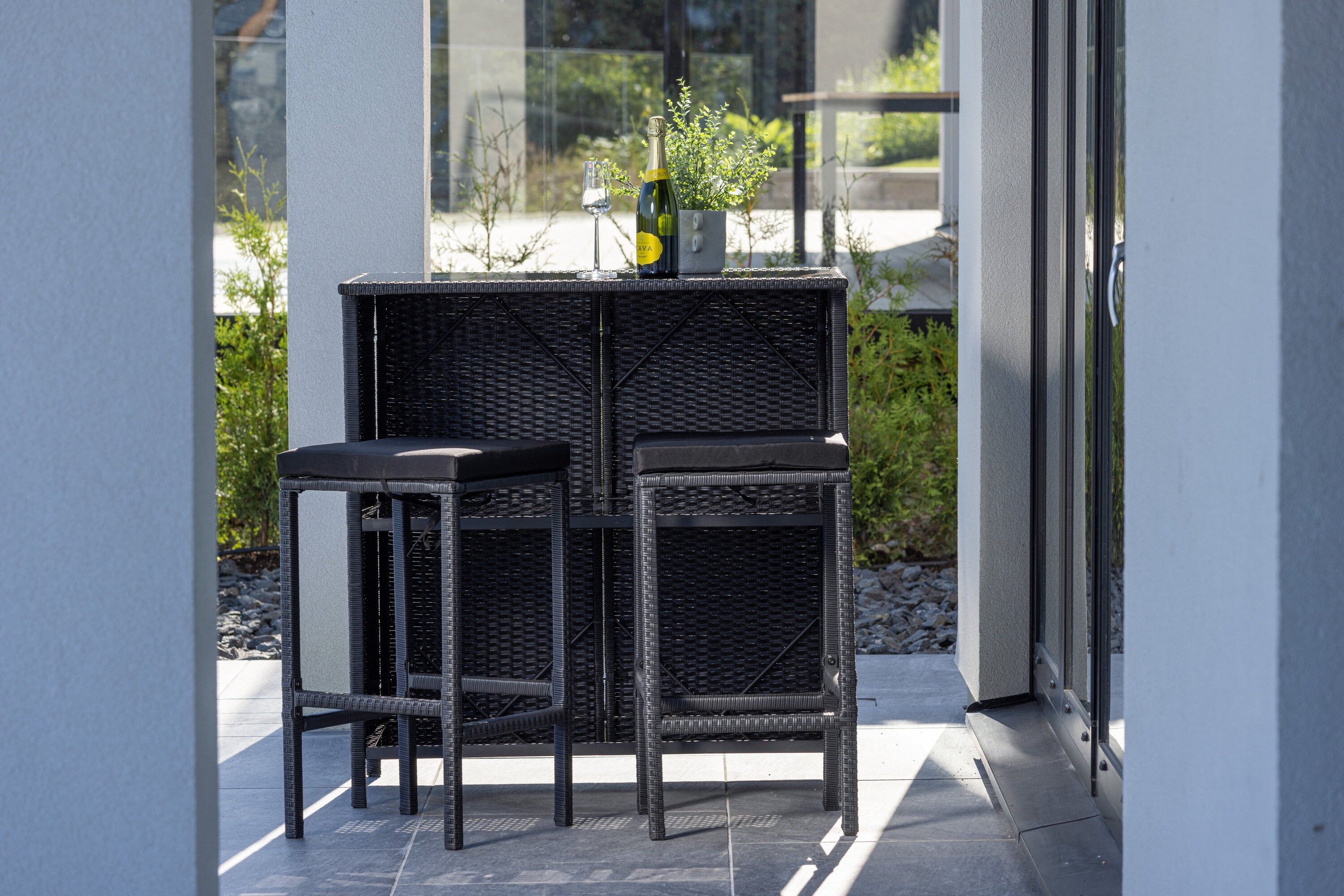 Barset Knock aus Polyrattan - Schwarz-Loungesets-Venture Home-le canapé
