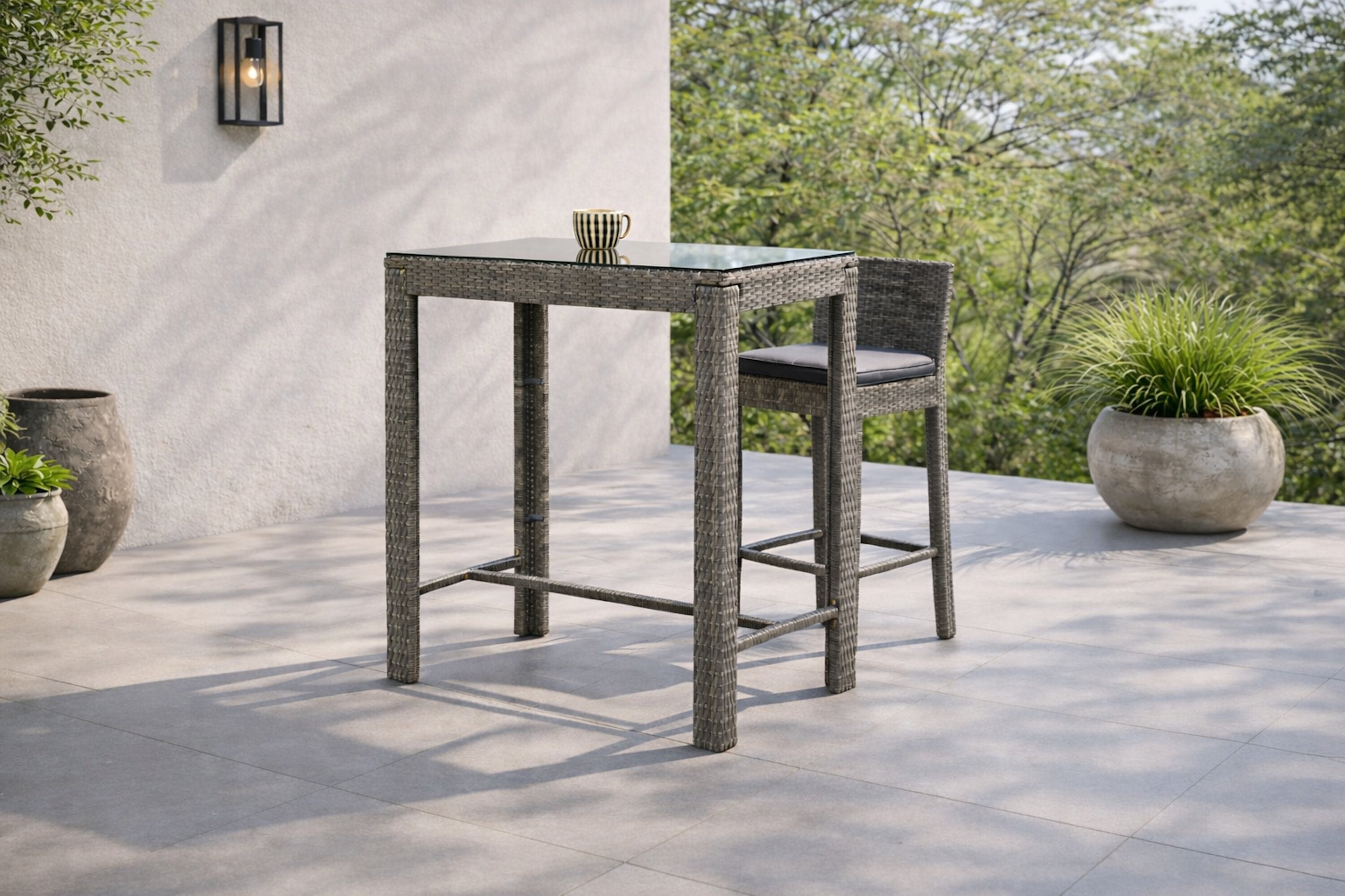Bartisch Alo 100cm aus Polyrattan - Grau-Esstische Outdoor-Venture Home-le canapé