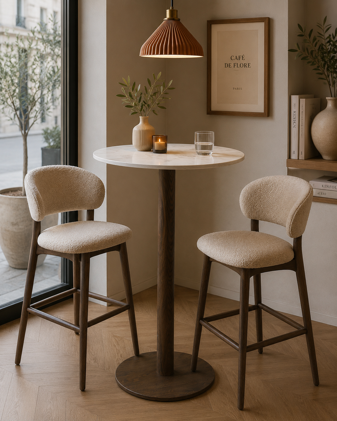 Bartisch Bistro aus Keramik Ø70cm - Weiß-Esstische Rund-Pole to Pole-le canapé