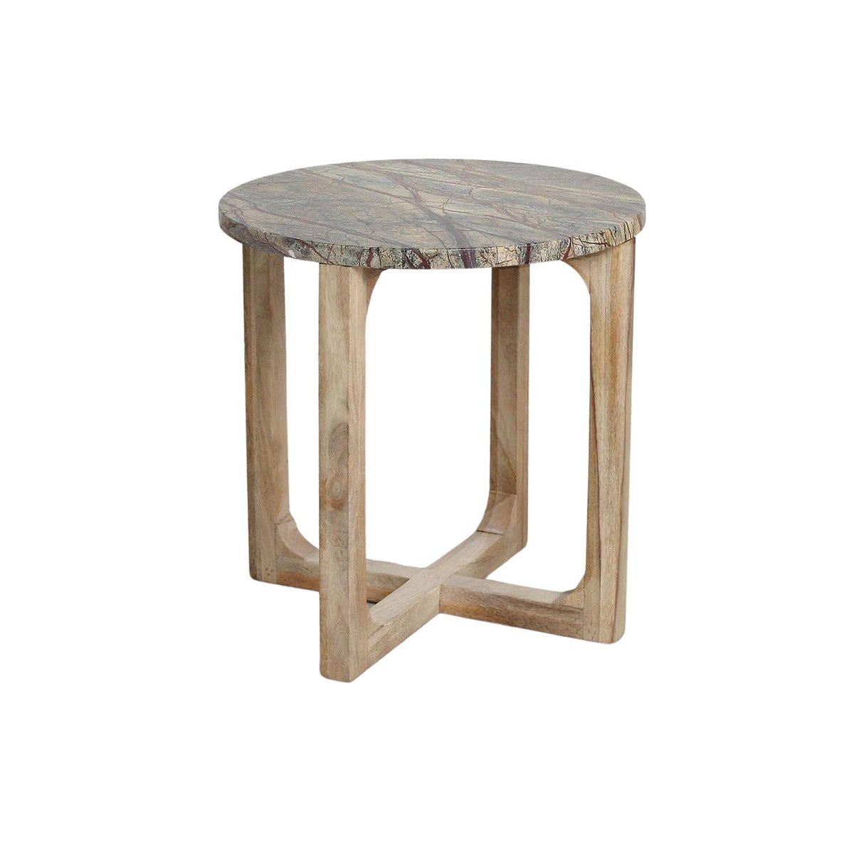 Beistelltisch Bizar aus Mangoholz mit Marmorplatte Ø50cm - Braun-Beistelltische-Raw Materials-le canapé