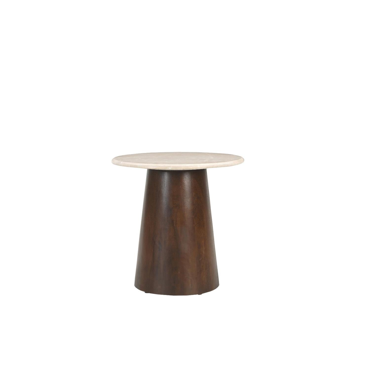 Beistelltisch Bottecino aus Mangoholz Ø45cm - Beige/Braun-Beistelltische-Livingfurn-le canapé
