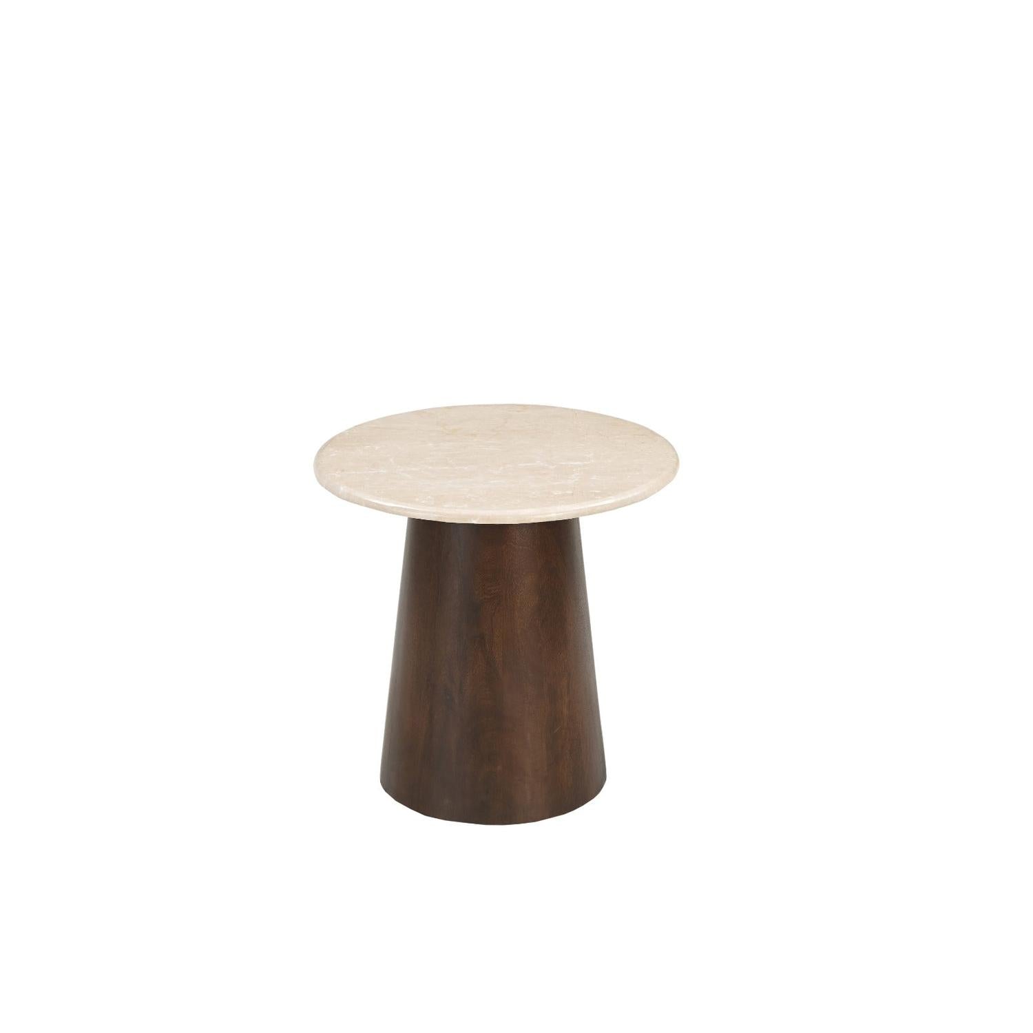 Beistelltisch Bottecino aus Mangoholz Ø45cm - Beige/Braun-Beistelltische-Livingfurn-le canapé