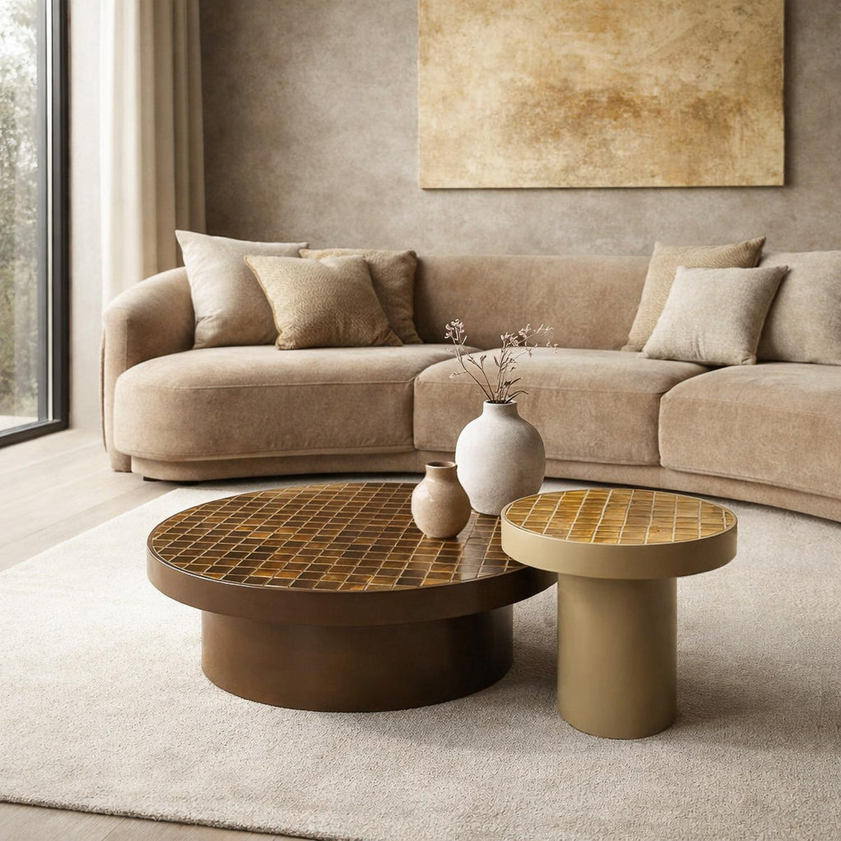 Beistelltisch Brix Tylo Ø46cm aus Keramik - Braun-Beistelltische-Livingfurn-le canapé