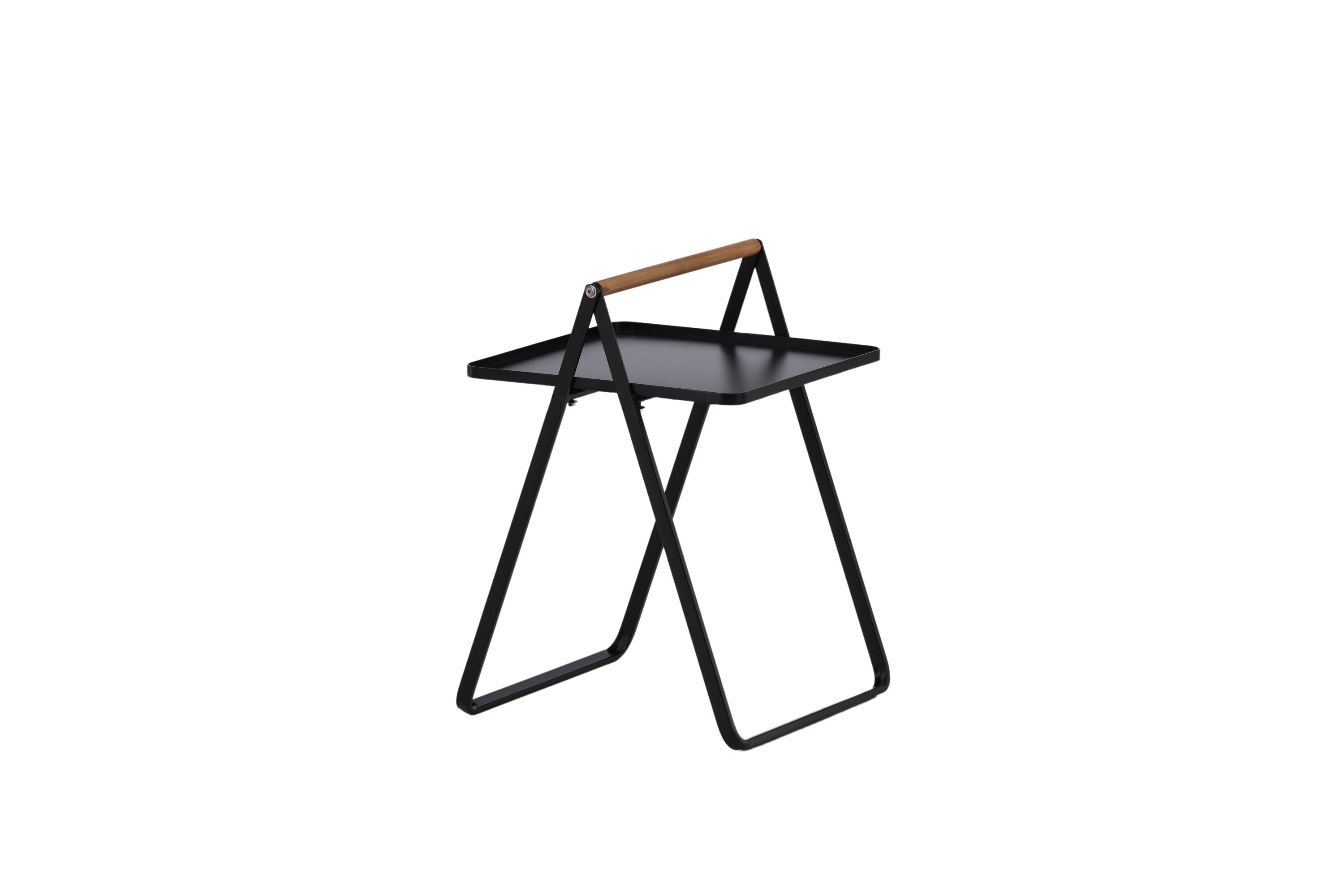 Beistelltisch Clarin 43cm aus Metall mit Teakholz-Griff - Schwarz-Beistelltische-Venture Home-le canapé