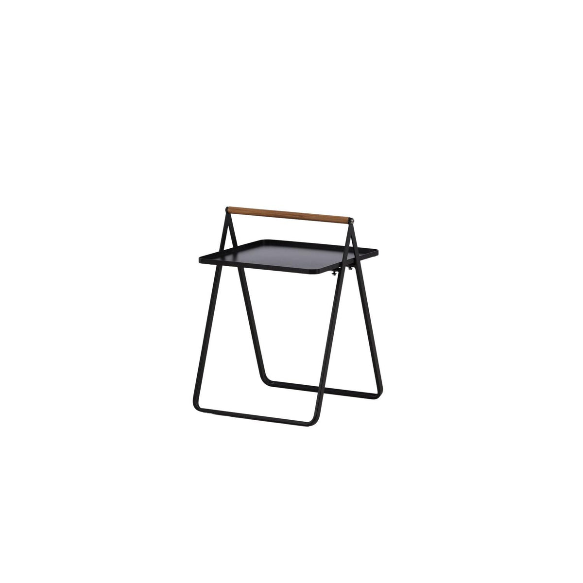 Beistelltisch Clarin 43cm aus Metall mit Teakholz-Griff - Schwarz-Beistelltische-Venture Home-le canapé