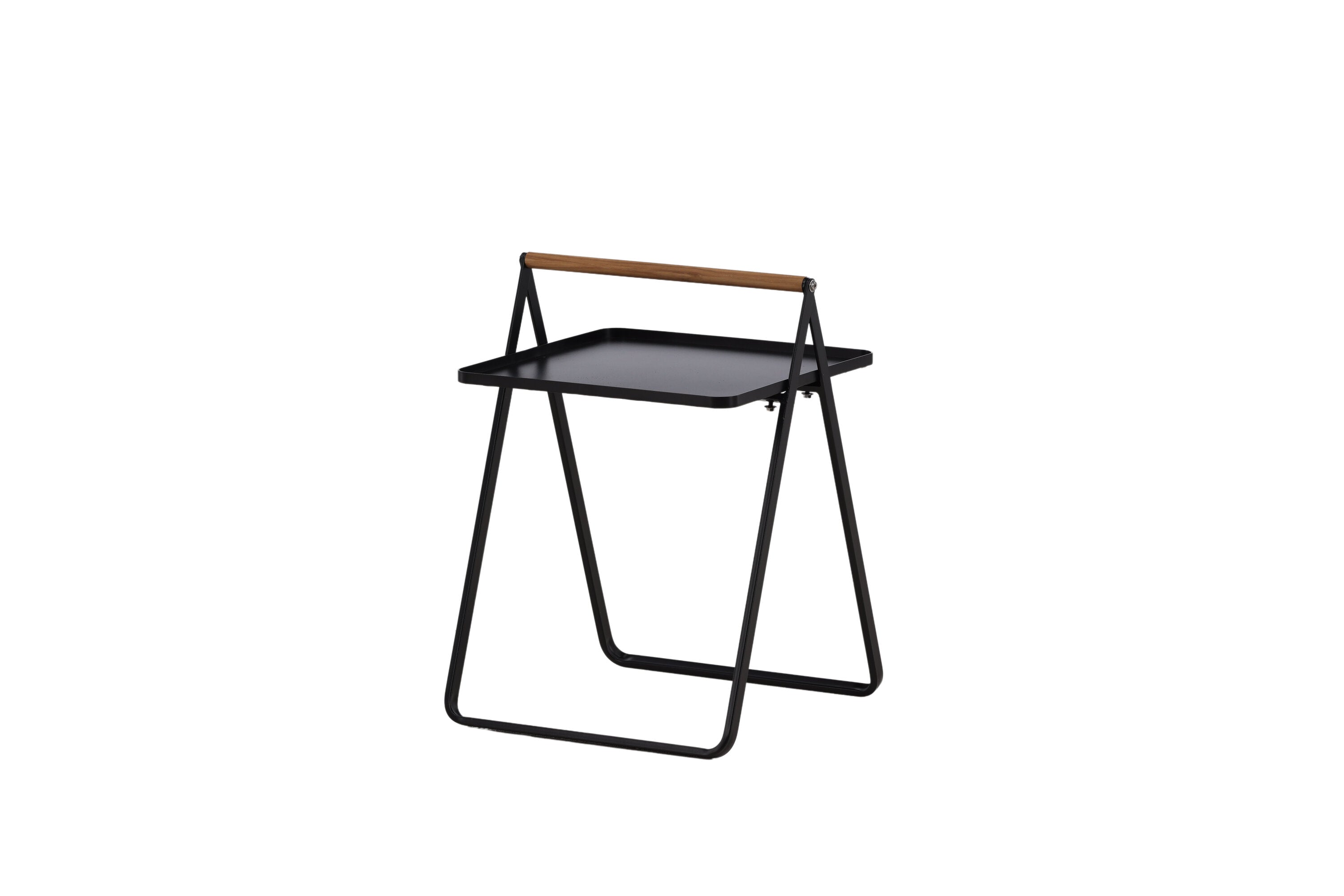 Beistelltisch Clarin 43cm aus Metall mit Teakholz-Griff - Schwarz-Beistelltische-Venture Home-le canapé