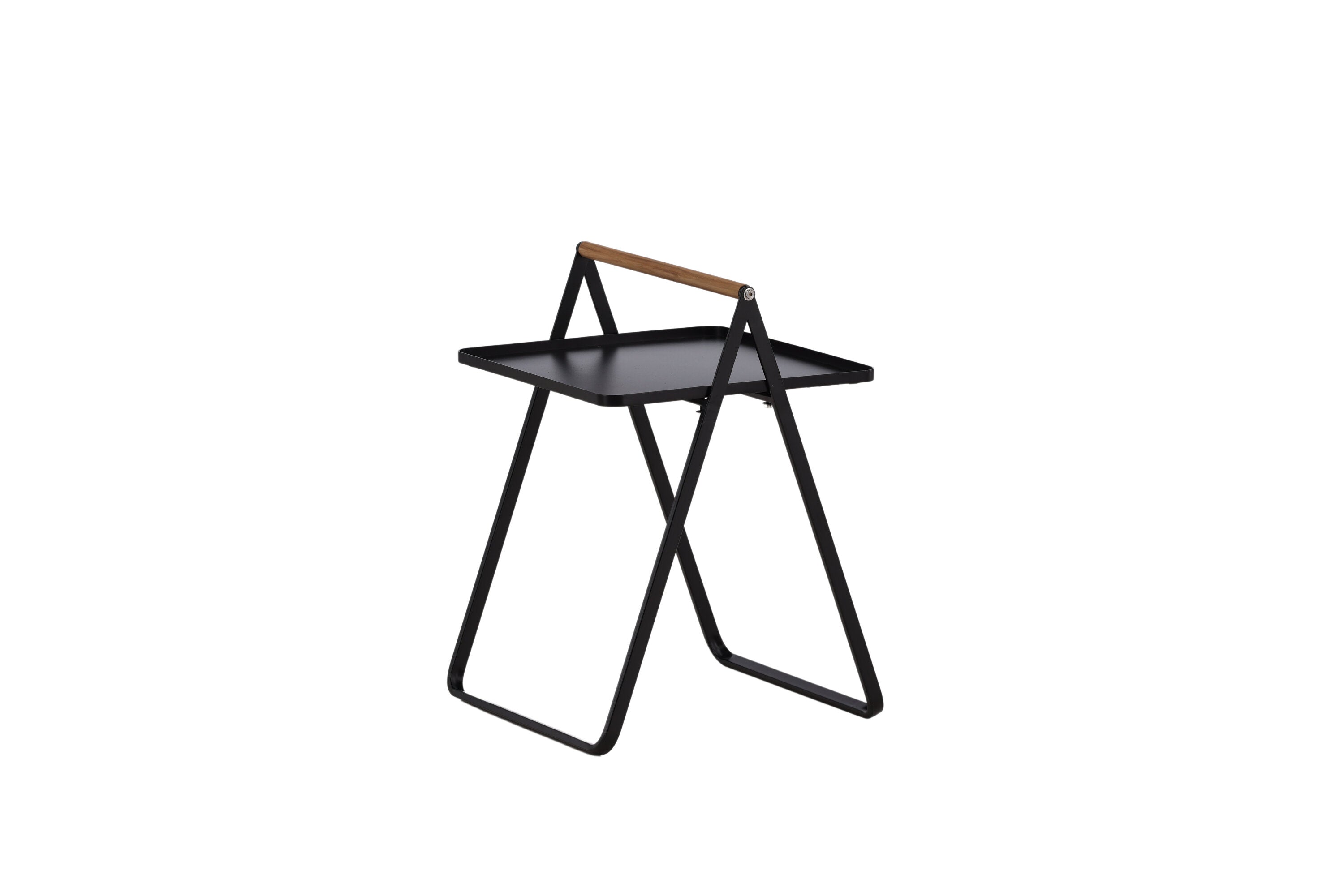 Beistelltisch Clarin 43cm aus Metall mit Teakholz-Griff - Schwarz-Beistelltische-Venture Home-le canapé