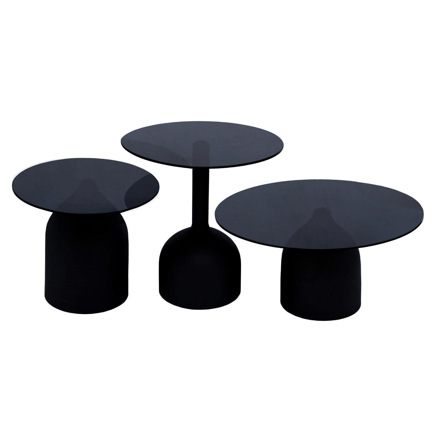 Beistelltisch Isa mit Glasplatte Ø50cm - Schwarz-Beistelltische-Livingfurn-le canapé